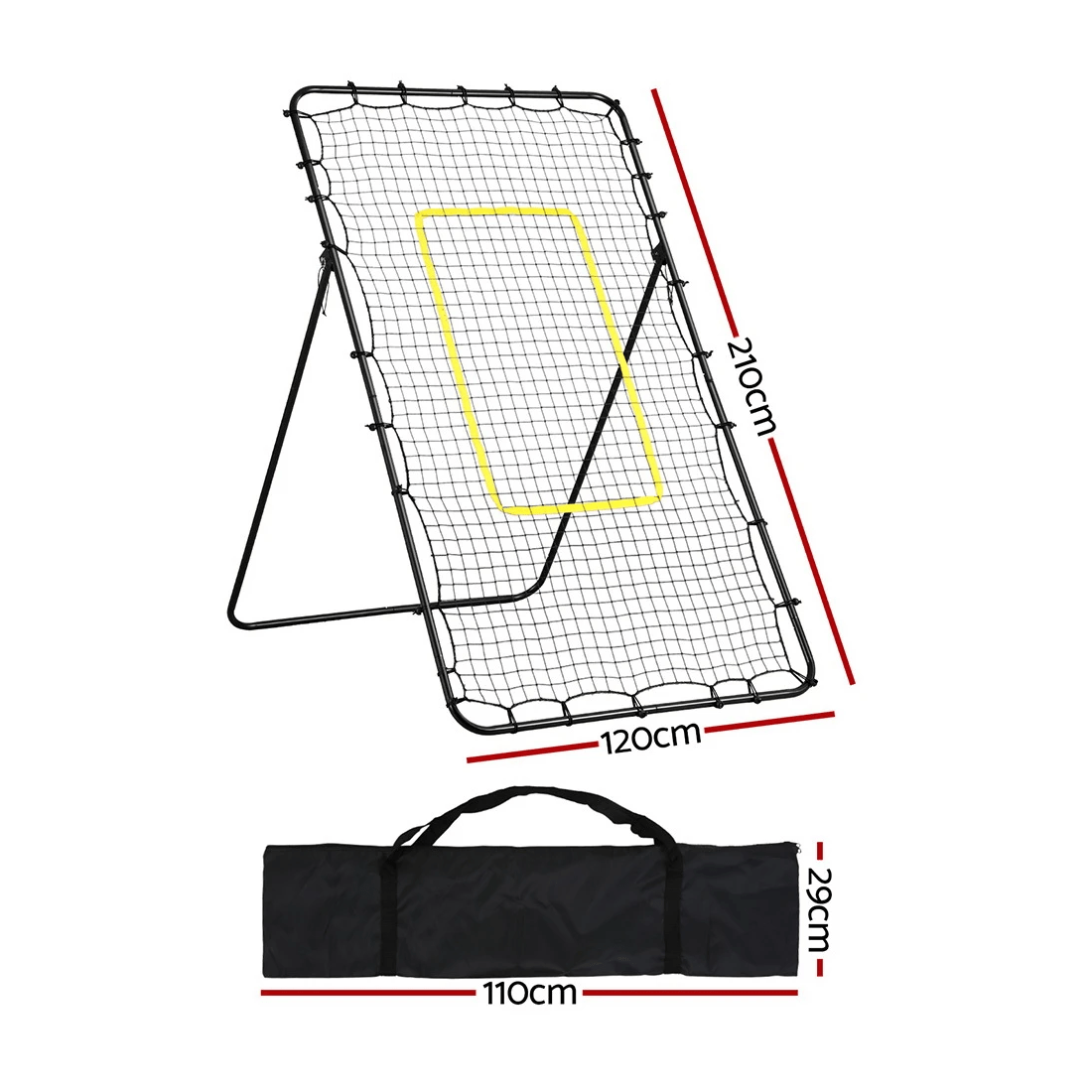 2 Everfit 7ft 2.1M Volleyball Net Football Baseball Goal Netting with Frame Angle Adjustable Rebounder - Black, 2 of 2