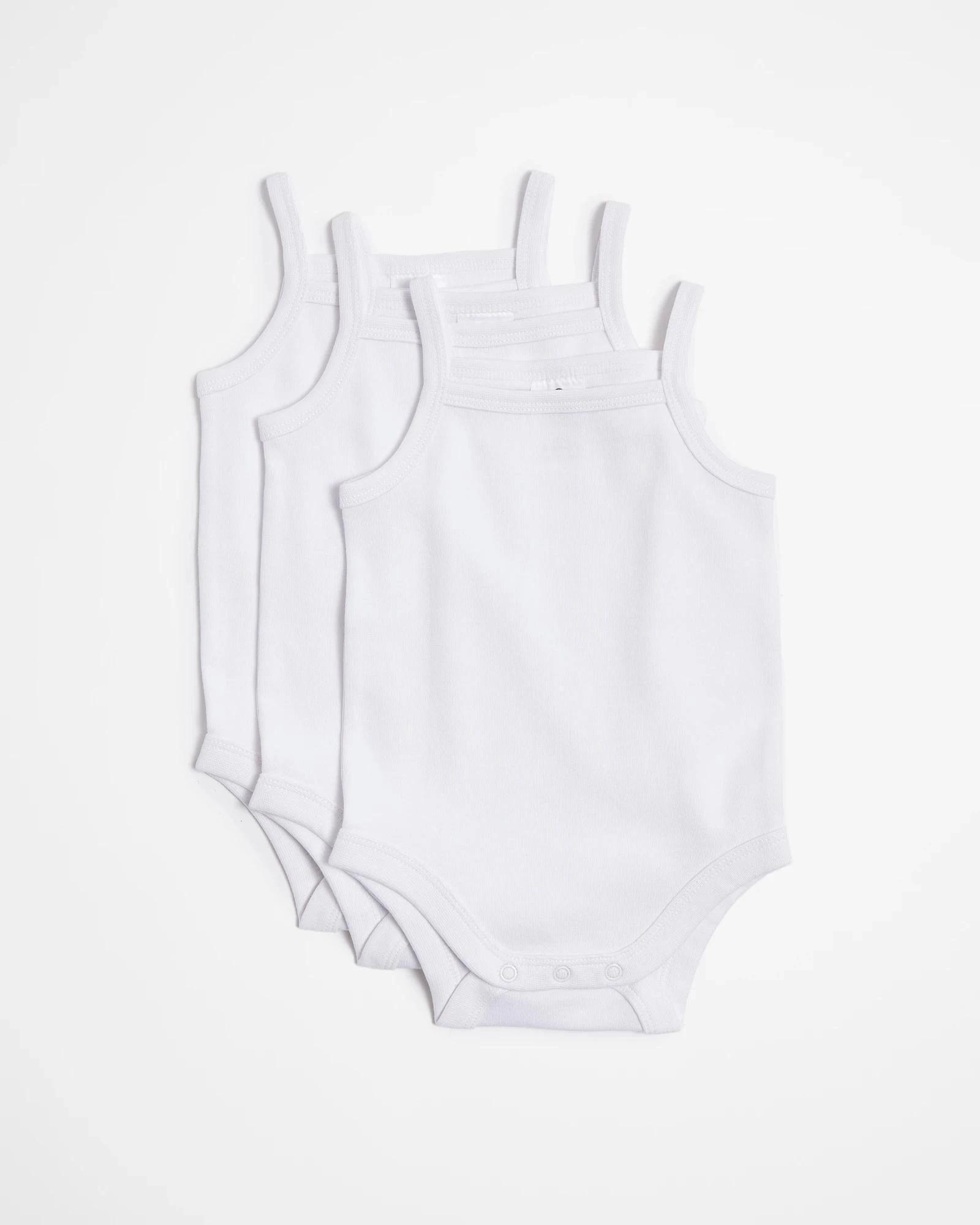1 Target Baby 3 Pack Baby Organic Cotton Strappy Bodysuit WHITE, 1 of 3