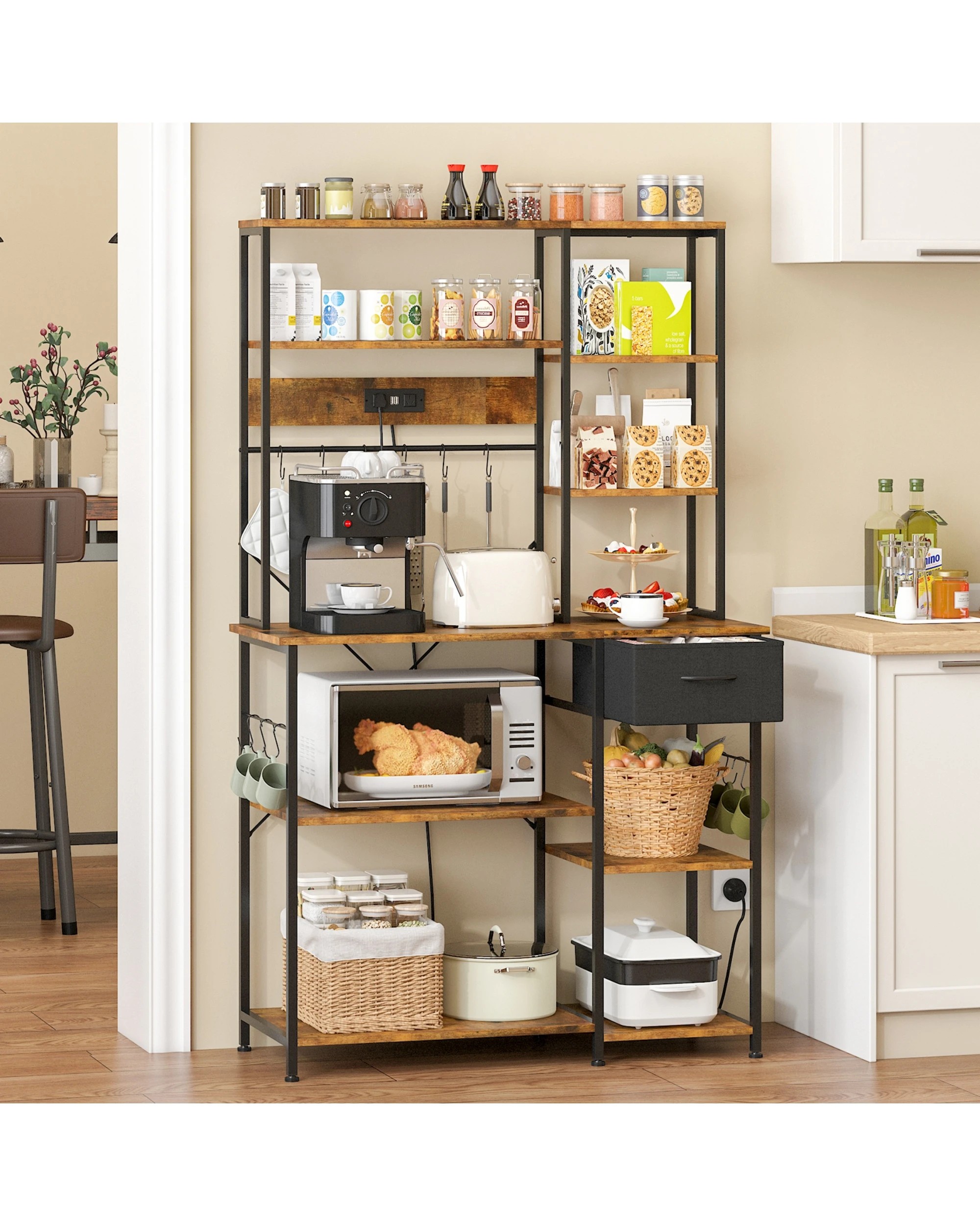 2 Advwin 6 Tiers Large Bakers Rack with Power Outlets, 2 of 7