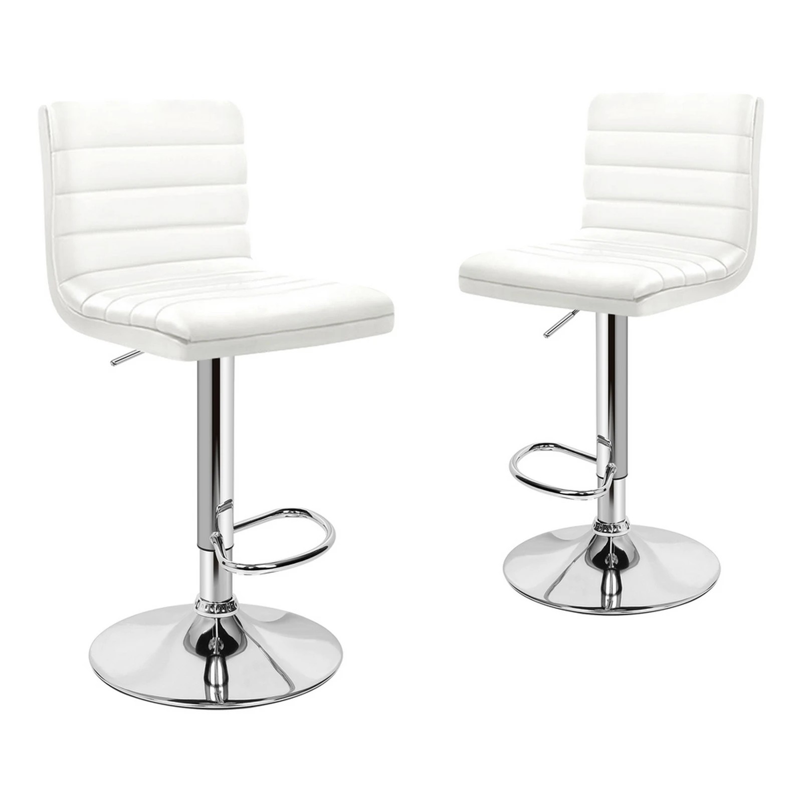 1 Alfordson 2x Bar Stools Ruel Kitchen Swivel Chair Leather Gas Lift - White, 1 of 6