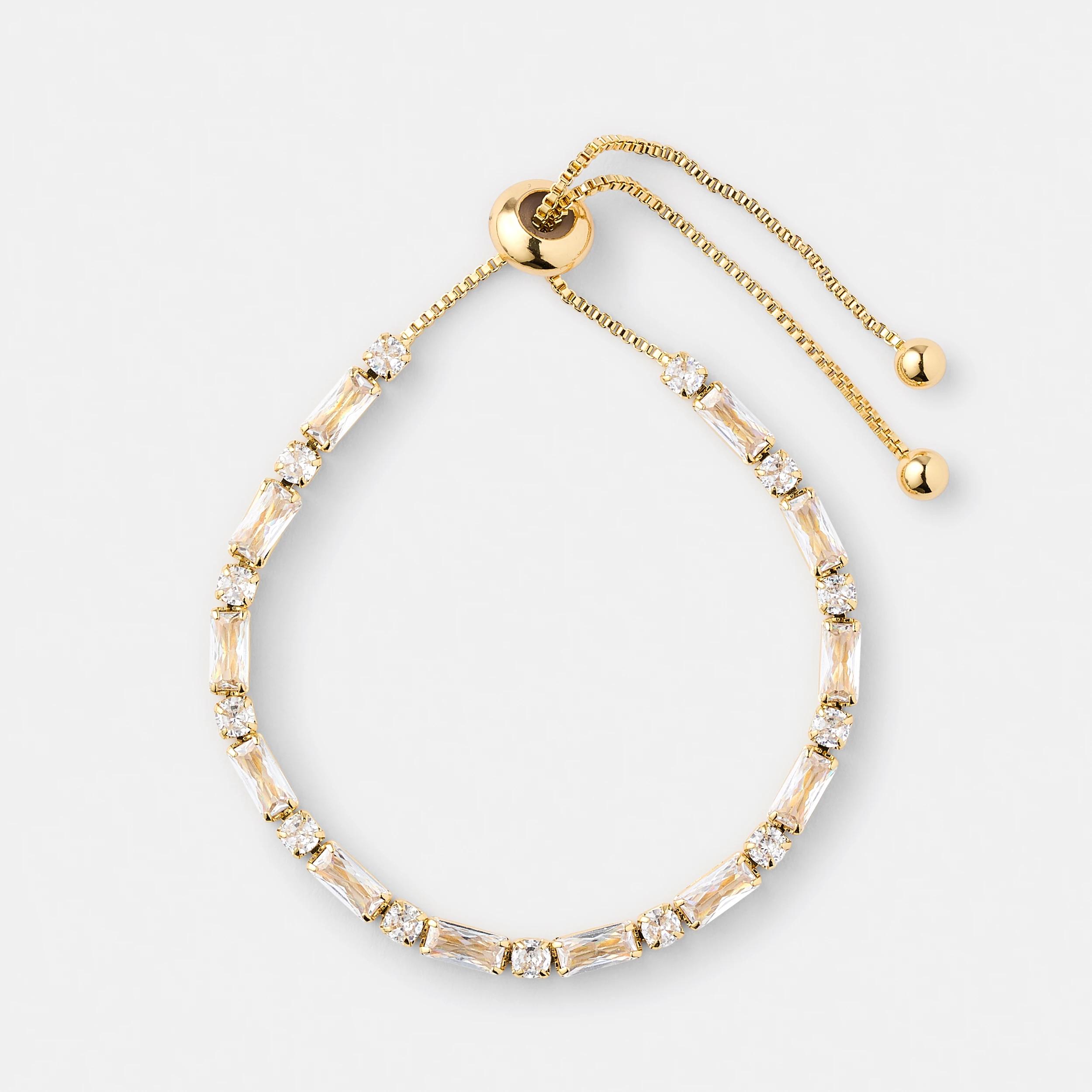 1 18K Gold Plated Cubic Zirconia Stone Bracelet Gold, 1 of 4
