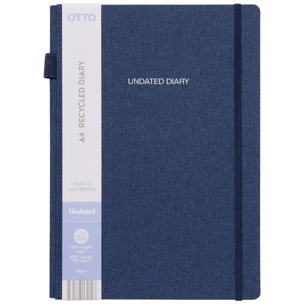 2 Otto A4 Recycled Week to View Undated Diary Navy, 2 of 6