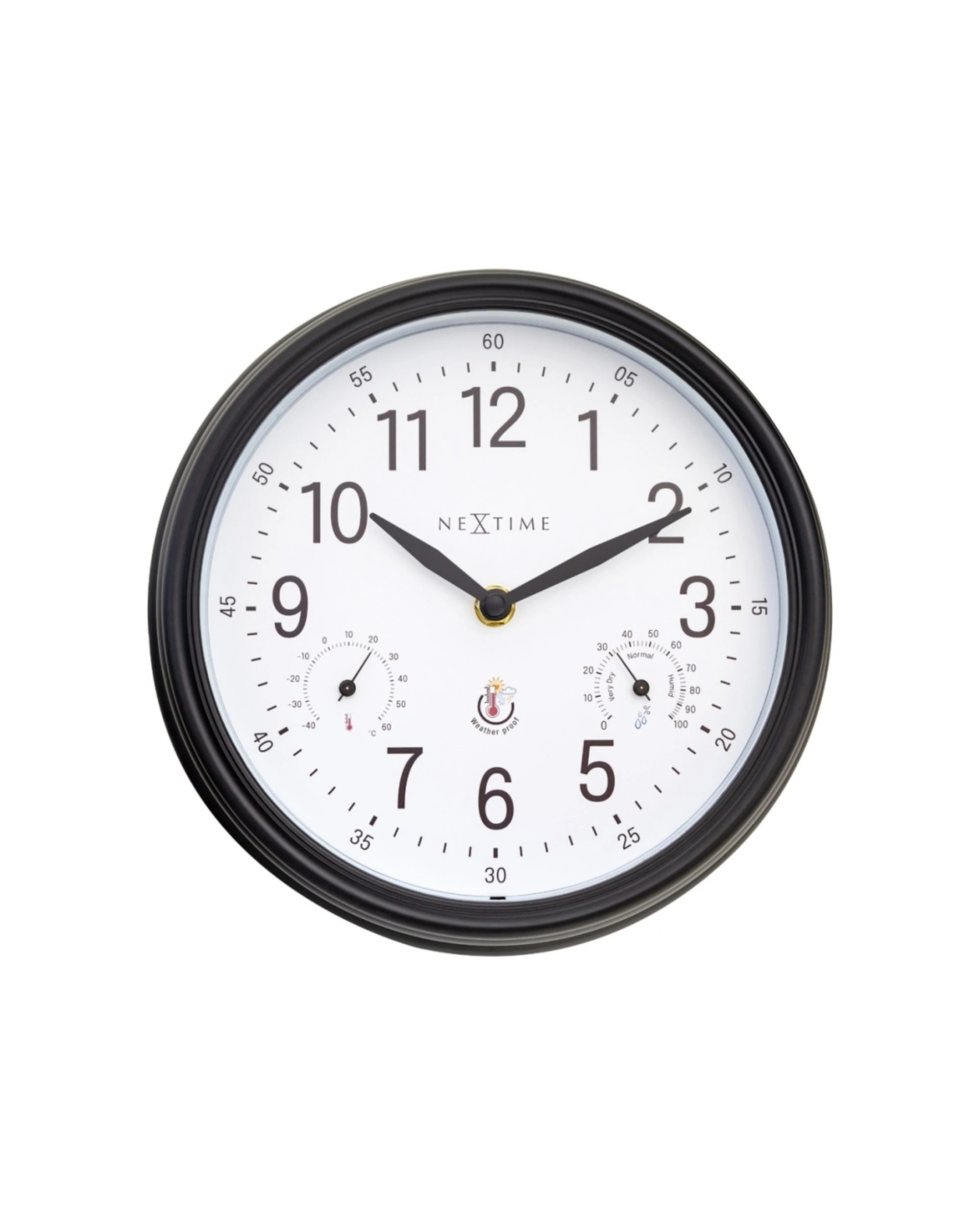 1 NexTime Wall Clock Jasmine Outdoor Weatherproof 23.5cm - Black, 1 of 5