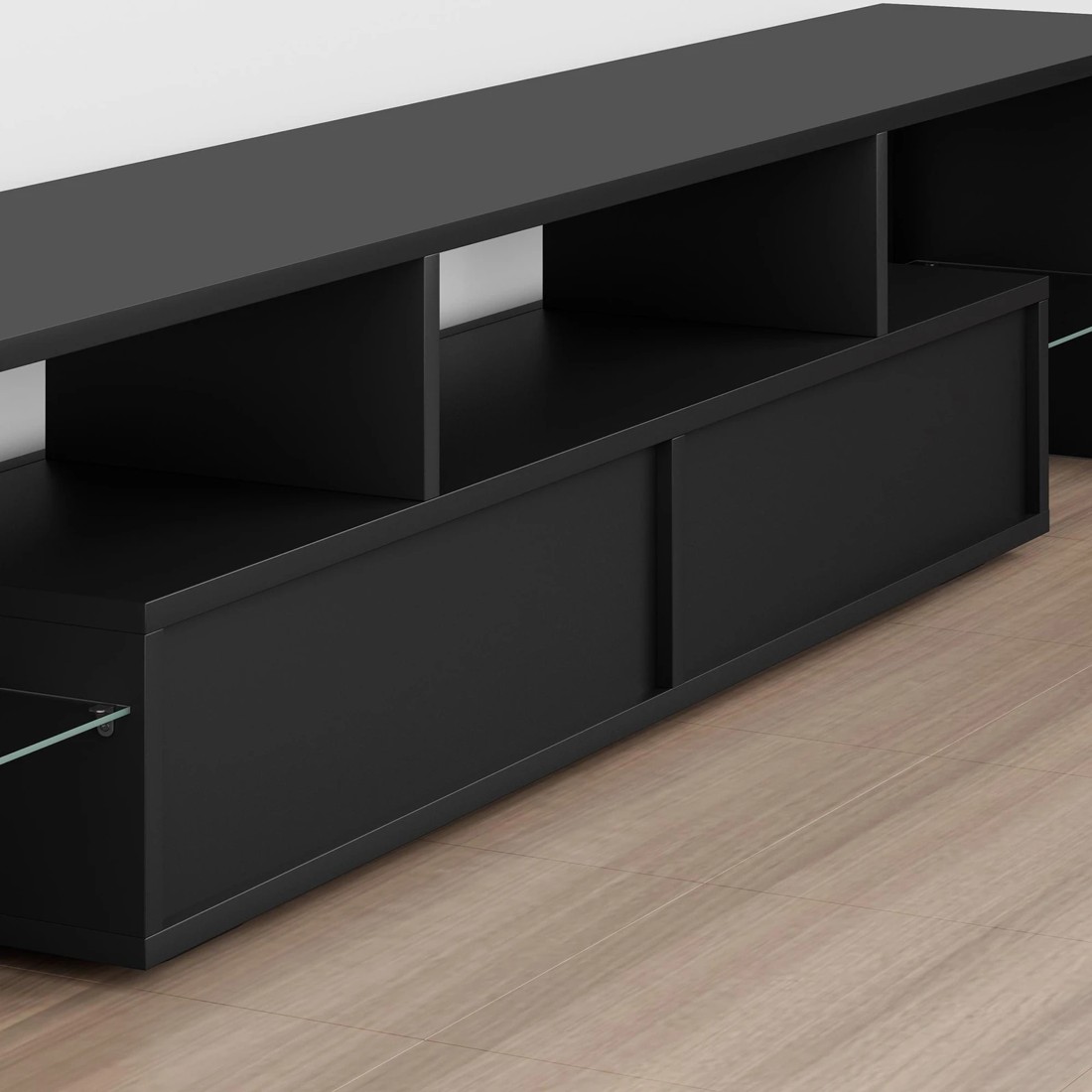5 Alfordson Entertainment Unit 200cm TV Stand LED Light Storage Gloss - Black, 5 of 10