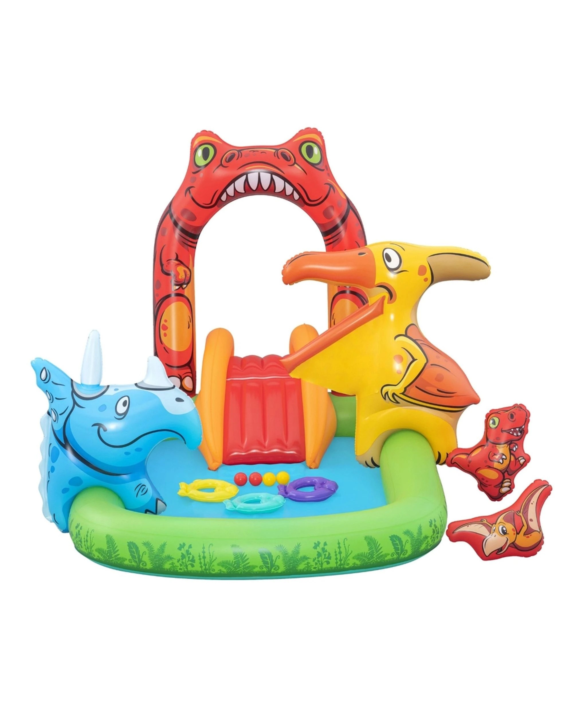 2 Bestway Kids Inflatable Play Splash Pool with Slide Ball Tossing Toys 242x140cm - Multi, 2 of 7