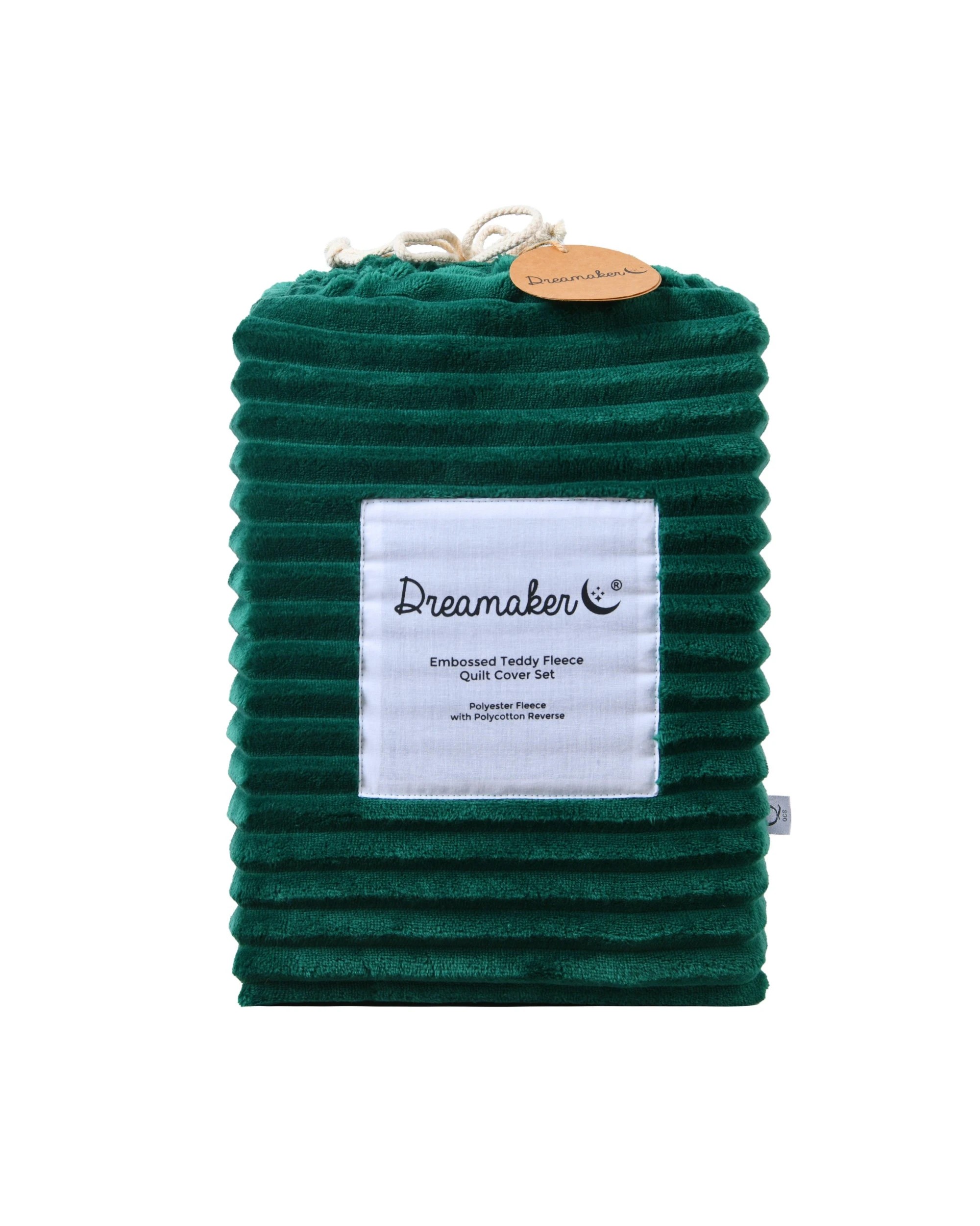 8 Dreamaker Signature Embossed Corduroy Fleece Quilt Cover Set - King Single Bed - Emerald, 8 of 8