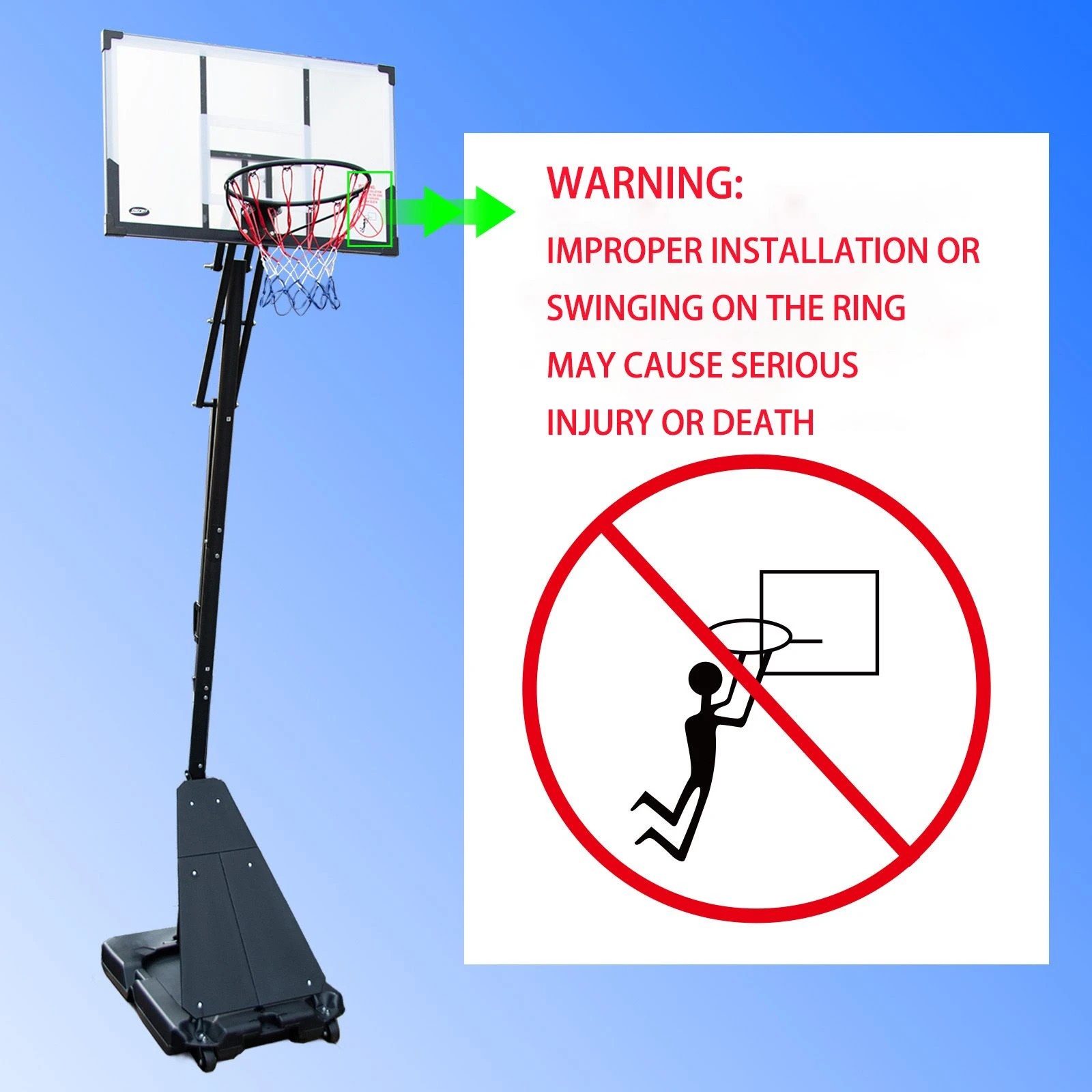 7 Genki Adjustable Height Portable Basketball Hoop System Backyard - Multi, 7 of 7