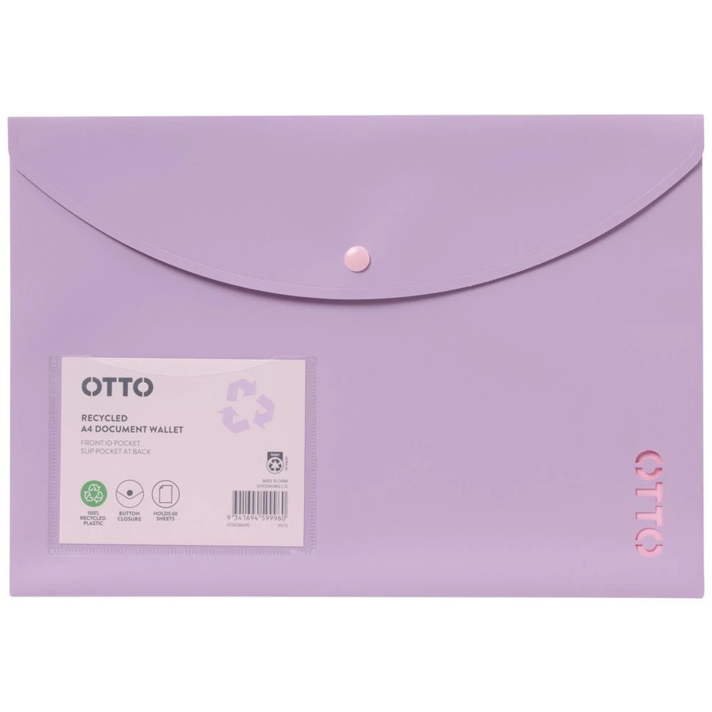 1 Otto A4 Document Wallet Purple, 1 of 3