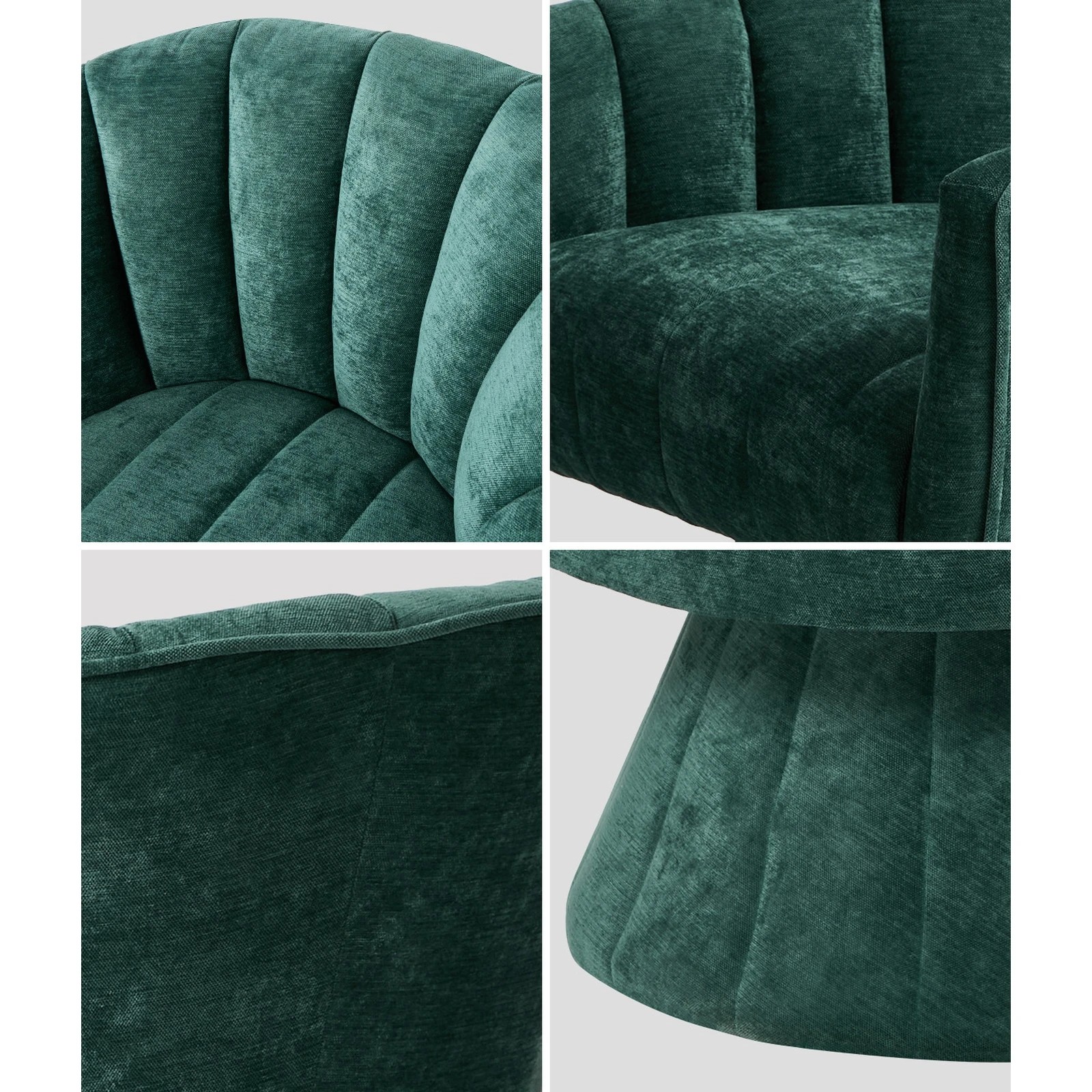 5 Oikiture Swivel Armchair Linen Fabric Lounge Chair Accent Chair - Green, 5 of 10