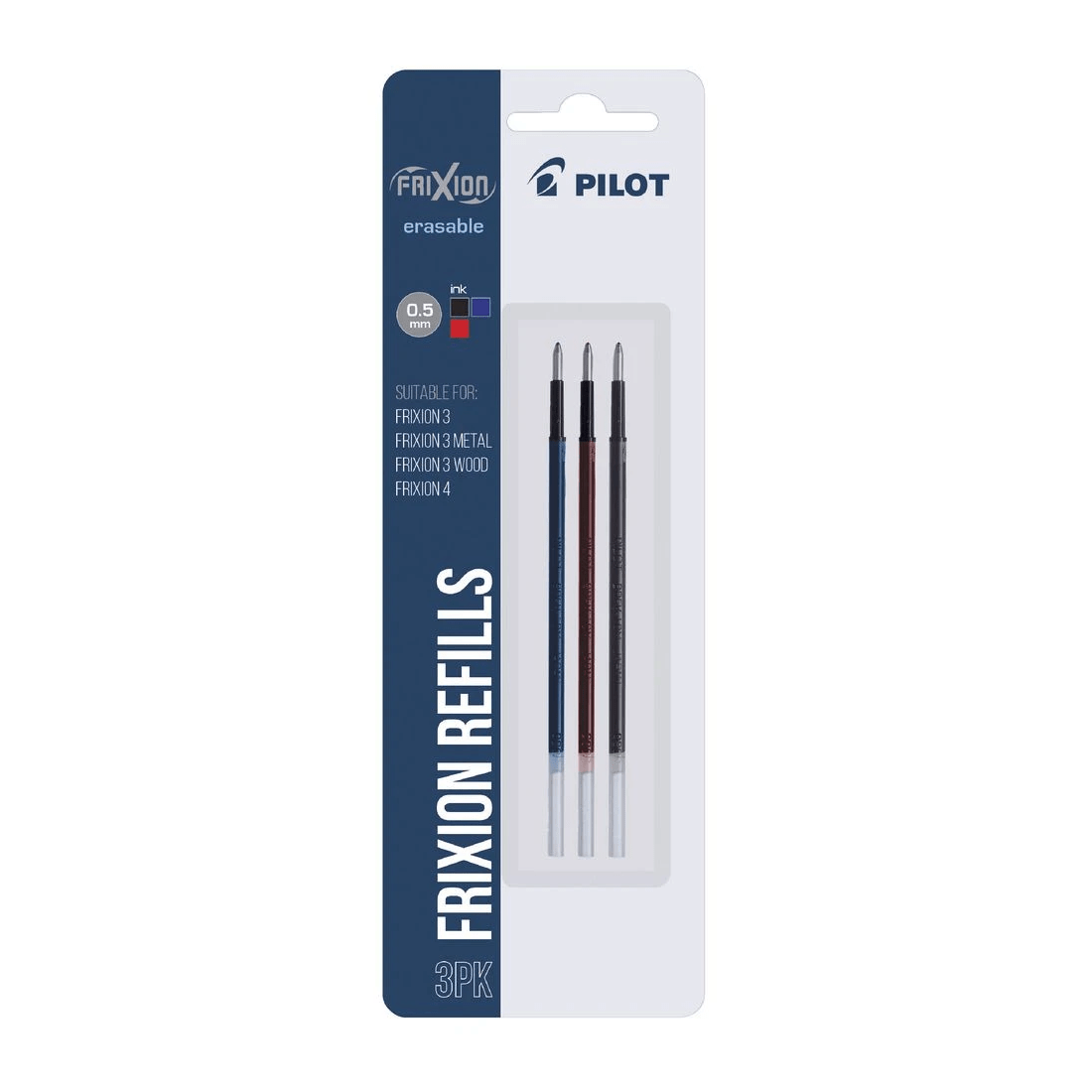 3 PILOT Frixion Erasable Gel Ink Refills 0.5mm Assorted 3 Pack, 3 of 3