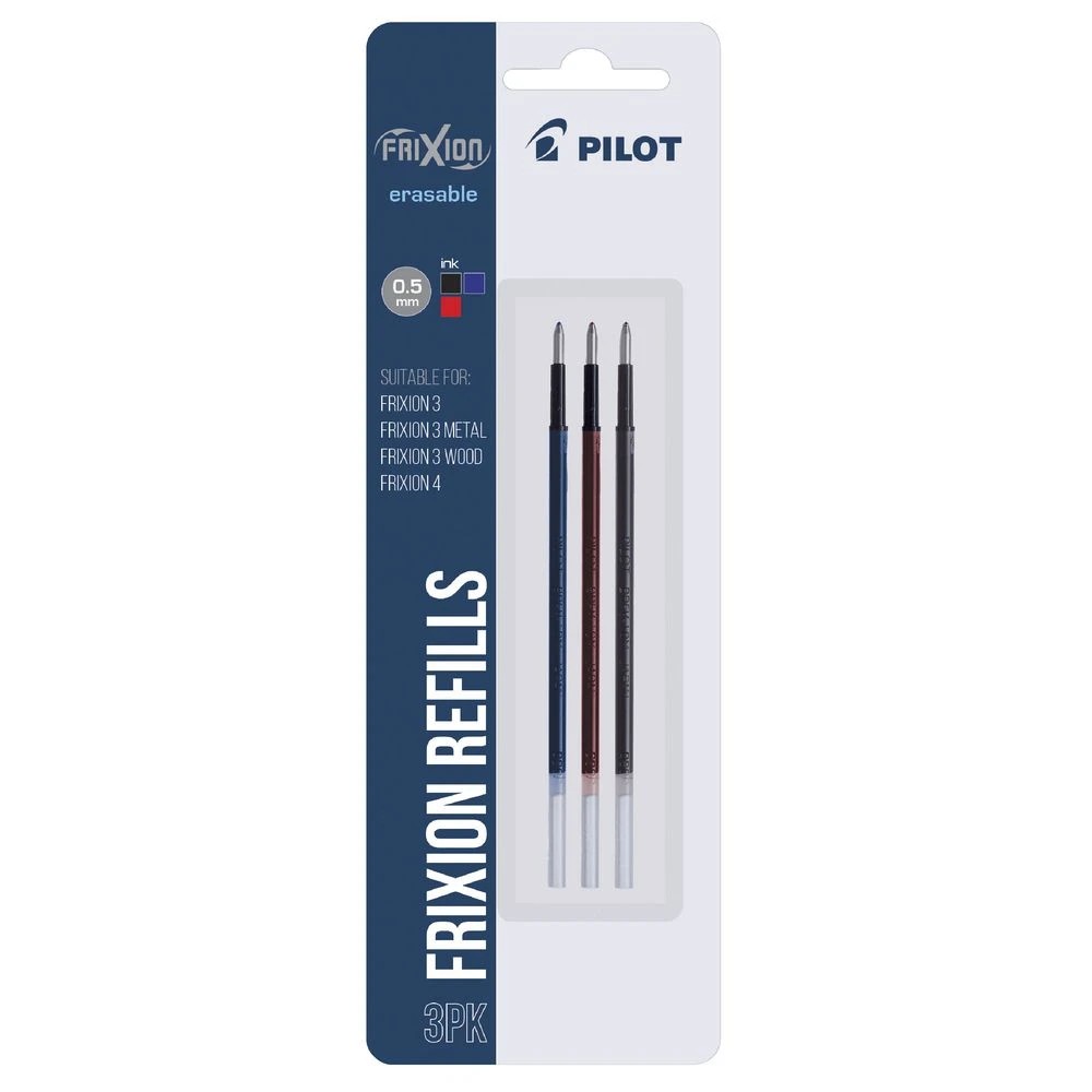 3 PILOT Frixion Erasable Gel Ink Refills 0.5mm Assorted 3 Pack, 3 of 3
