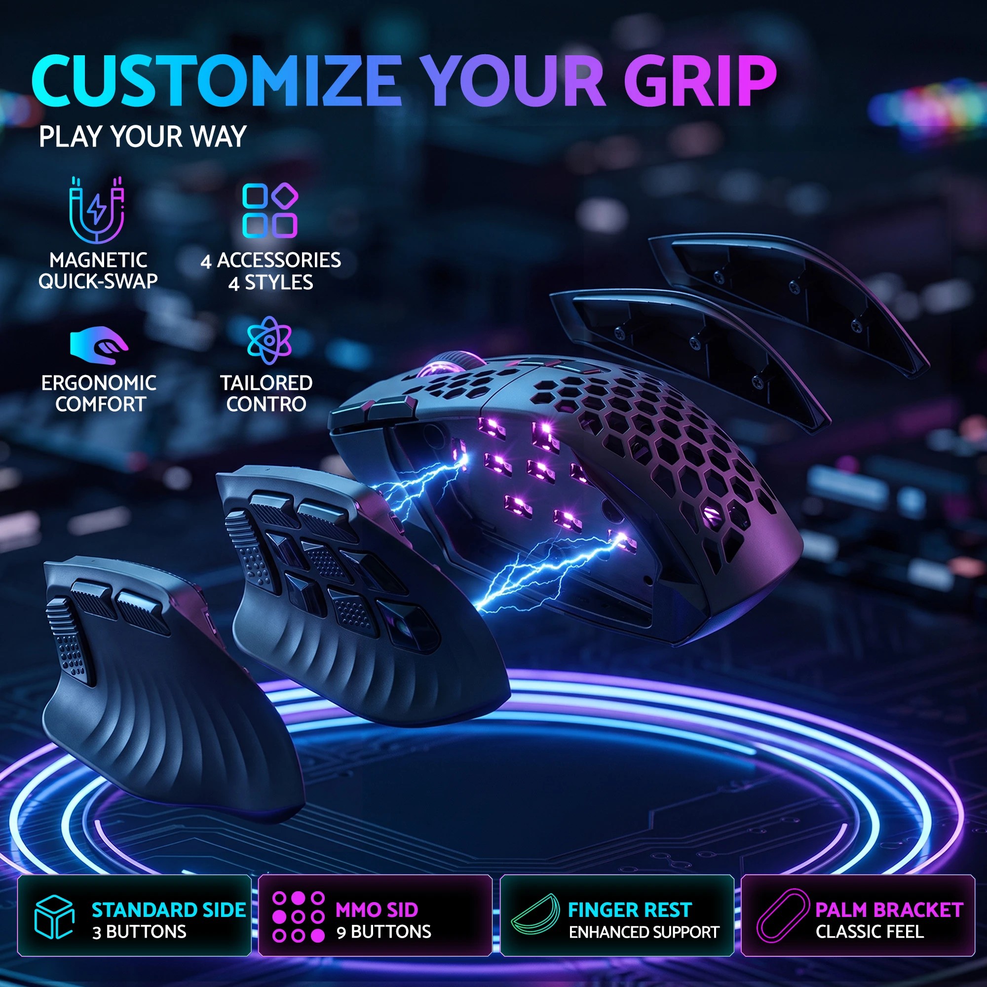 7 Solakaka Wireless MMO Gaming Mouse 16 Buttons Bluetooth 24000 DPI RGB - Black, 7 of 10