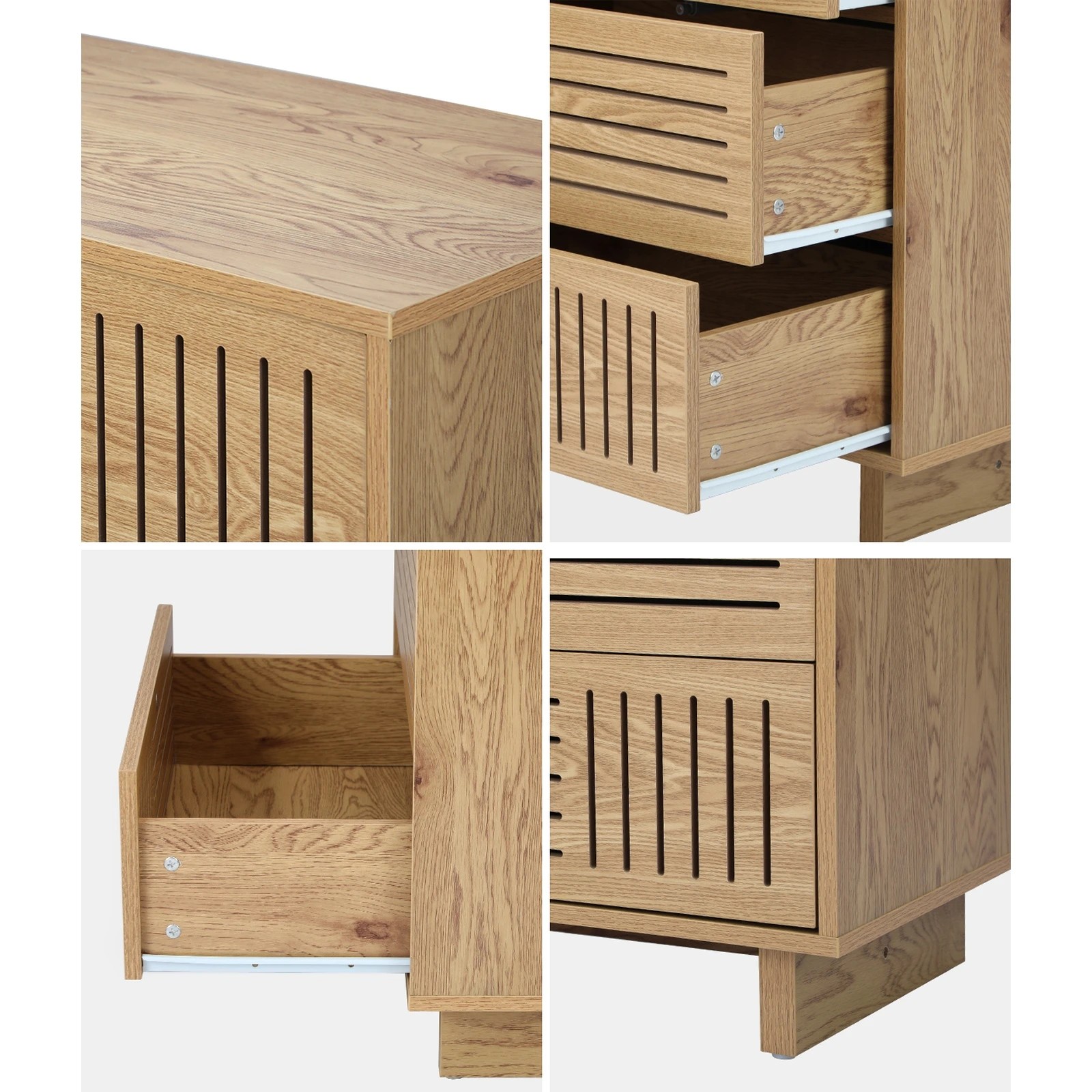 4 Oikiture 4 Chest of Drawers Storage Cabinet Dresser Table Tallboy - Natural, 4 of 9