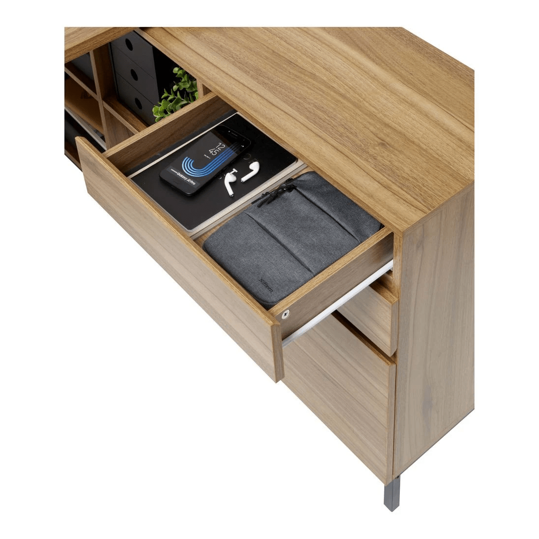 6 Stockholm 1200 x 1200mm Workstation Walnut Black, 6 of 10