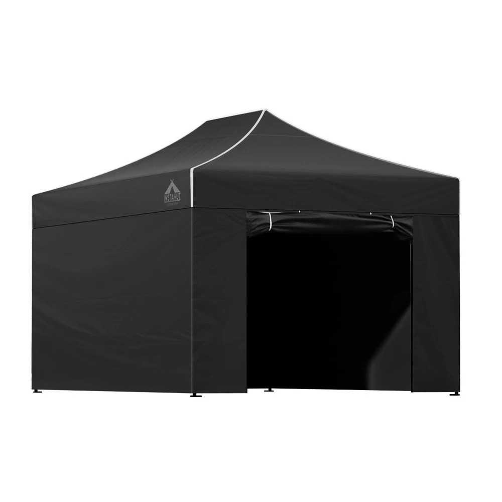 1 Instahut Gazebo 3x4.5 Pop Up Marquee Folding Tent Wedding Gazebos Camping Outdoor Shade Canopy - Black, 1 of 8