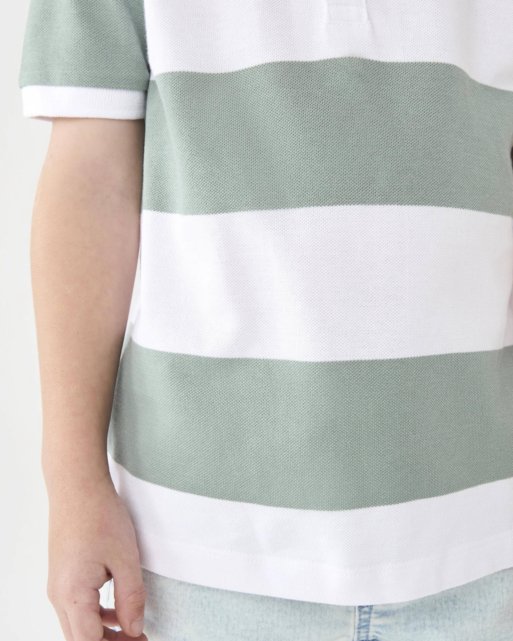 5 Stripe Polo T-shirt Grn Stripe, 5 of 7