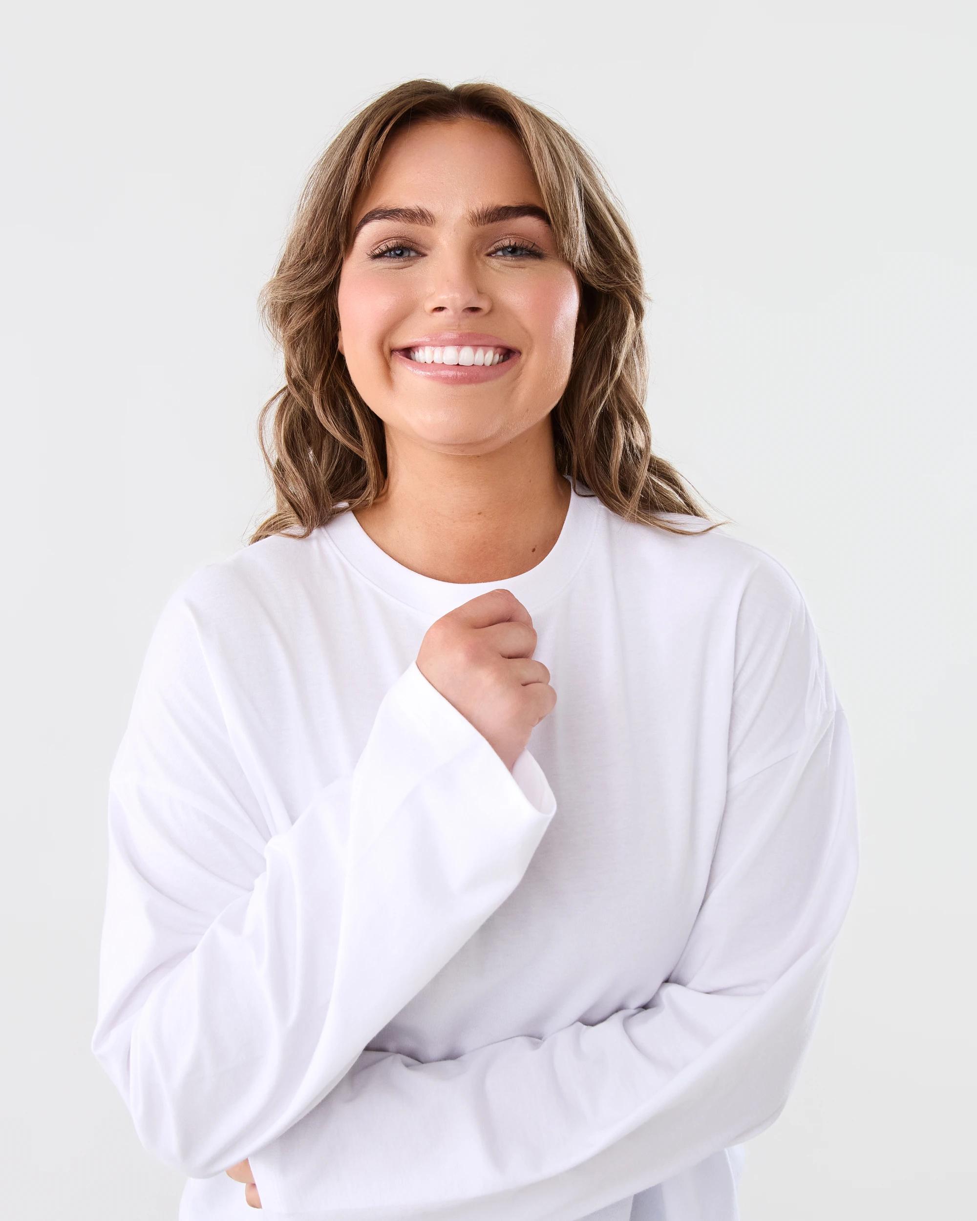 4 Long Sleeve Oversized Boyfriend T-shirt White, 4 of 6