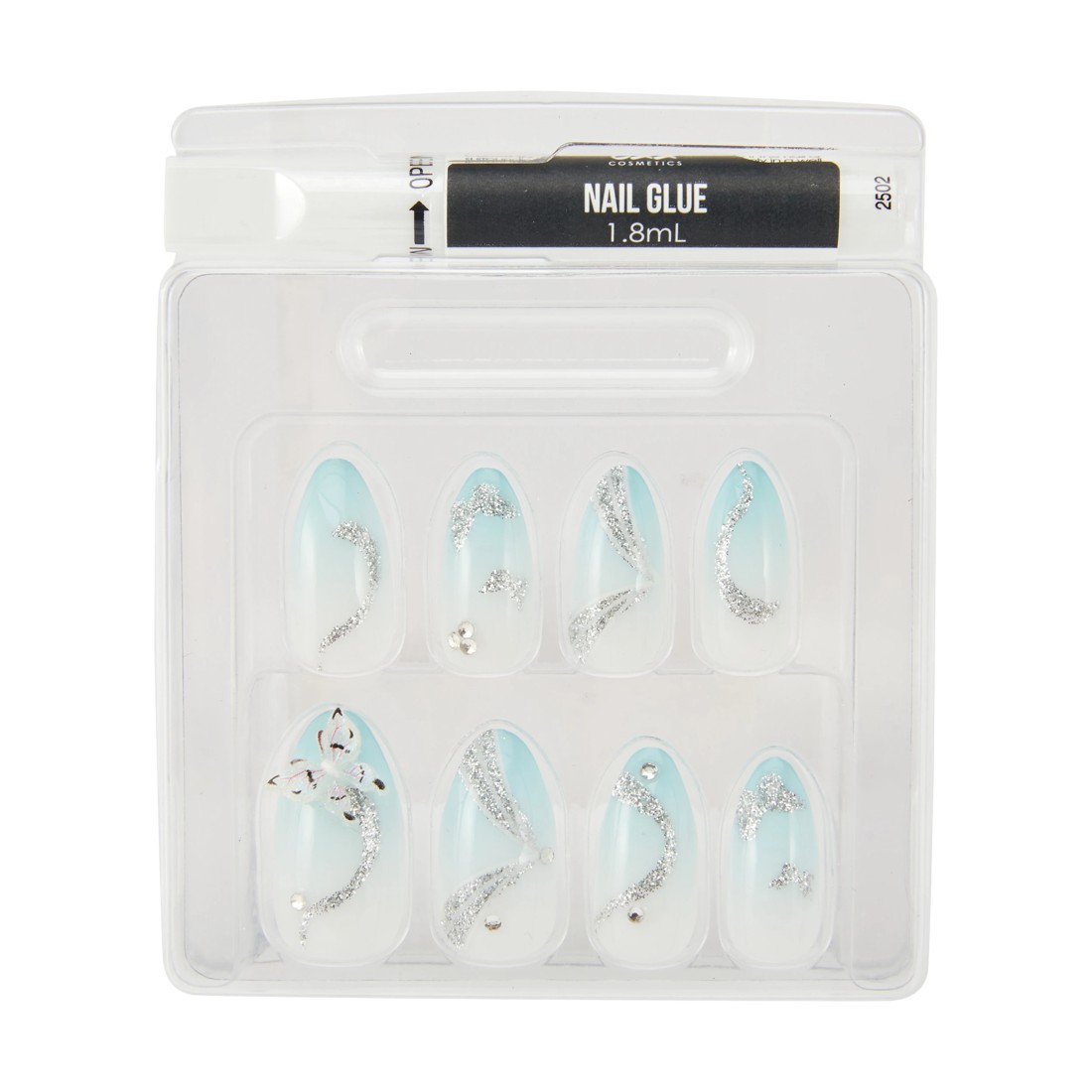 3 OXX Cosmetics 24 Pack Artificial Nails with Adhesive - Stiletto Shape, Butterfly Dusk, 3 of 4