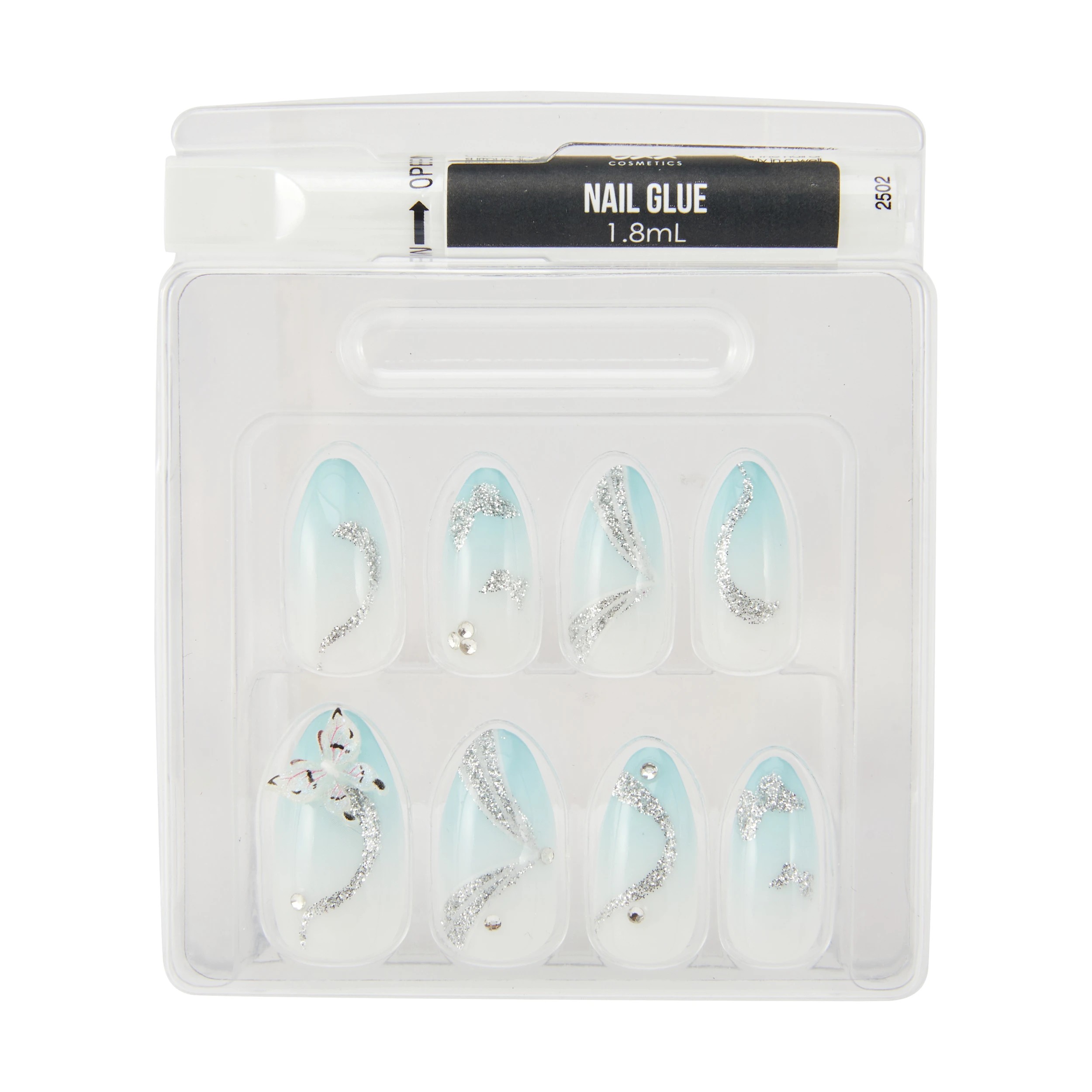 3 OXX Cosmetics 24 Pack Artificial Nails with Adhesive - Stiletto Shape, Butterfly Dusk, 3 of 4