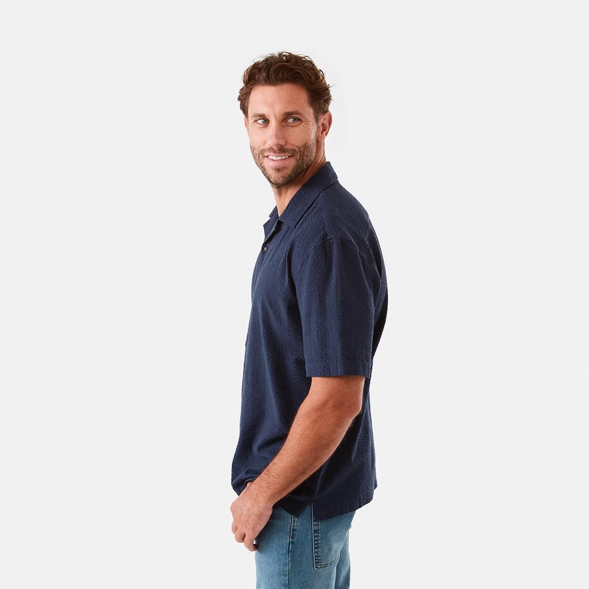 2 Short Sleeve Seersucker Shirt Blu Pcoat, 2 of 7