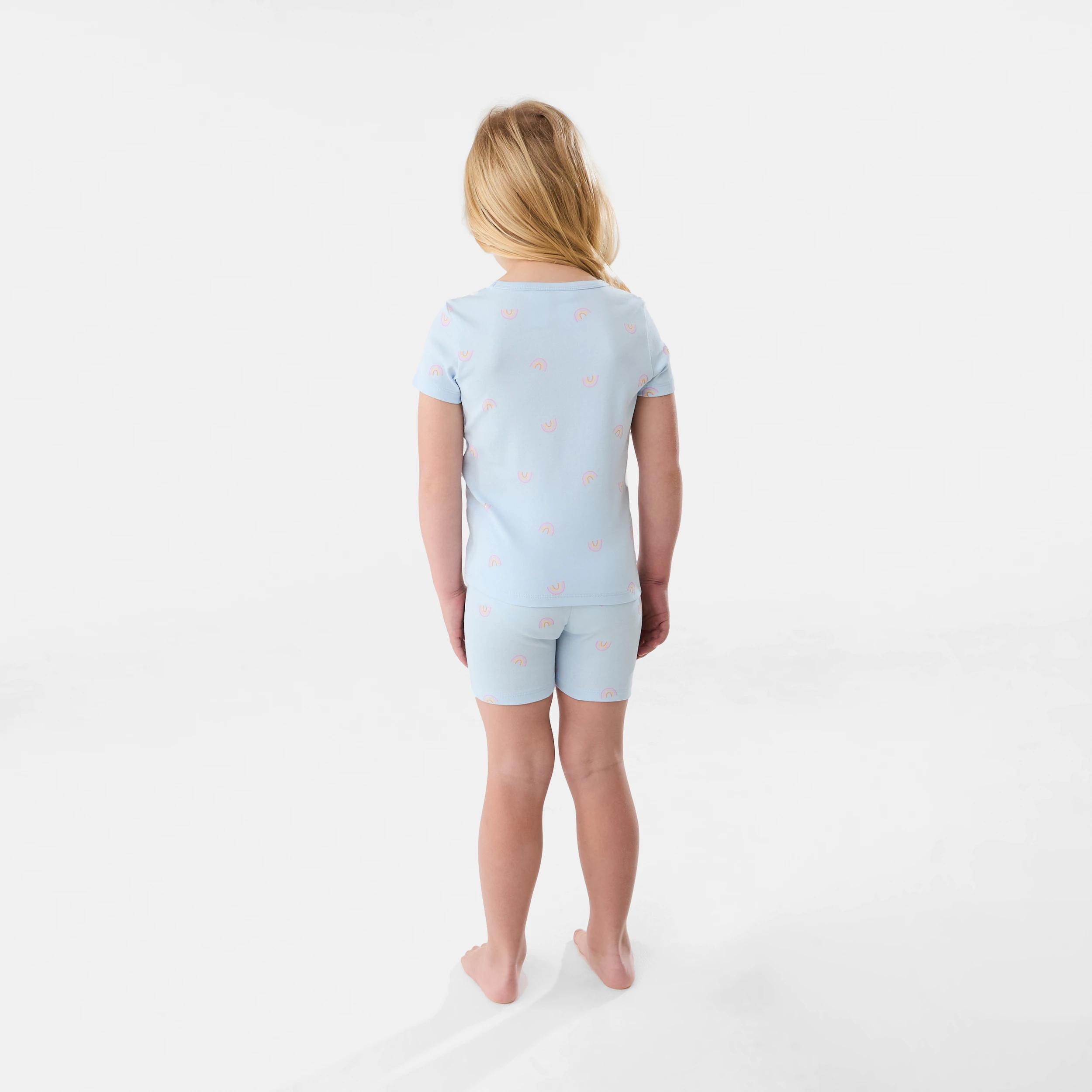 6 Short Sleeve Ribbed Pyjama Set BLUE RAINBOW, 6 of 8