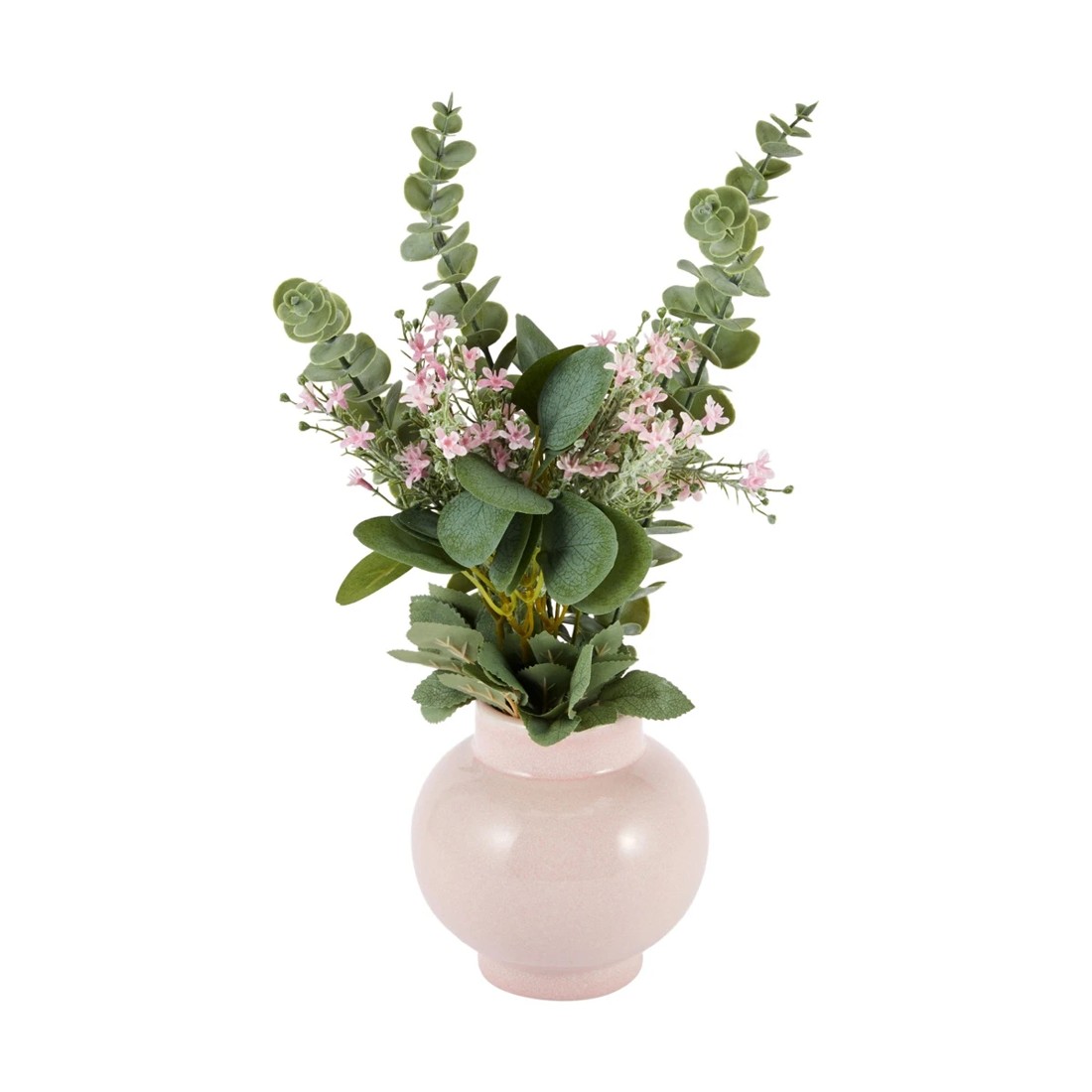 1 Artificial Pink Flowers in Vase, 1 of 3