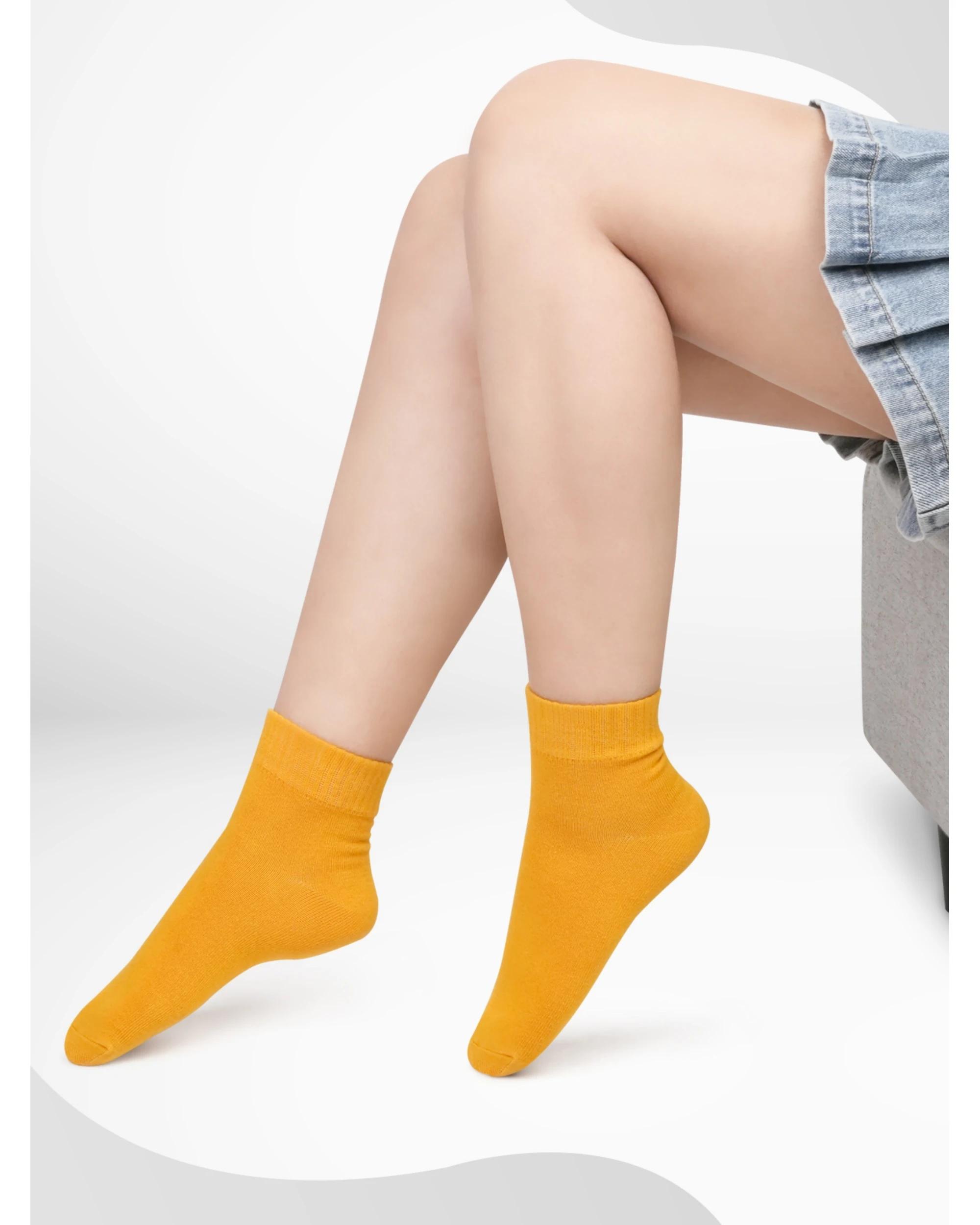 3 Advwin Medium Unisex Yellow Casual Comfy Ankle Socks YELLOW, 3 of 5