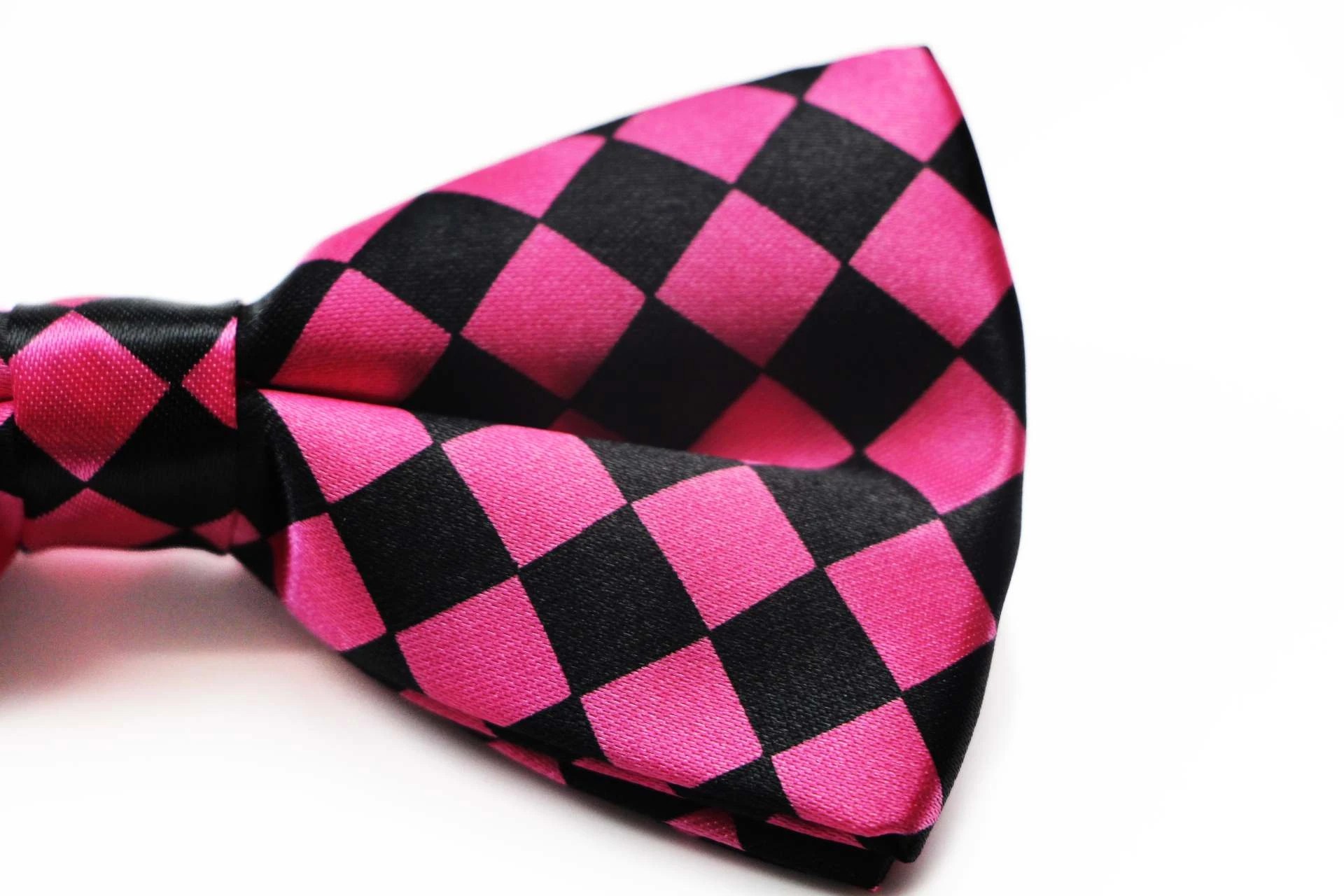 3 Zasel Mens Pink & Black Checkered Block Patterned Bow Tie - Multi, 3 of 4