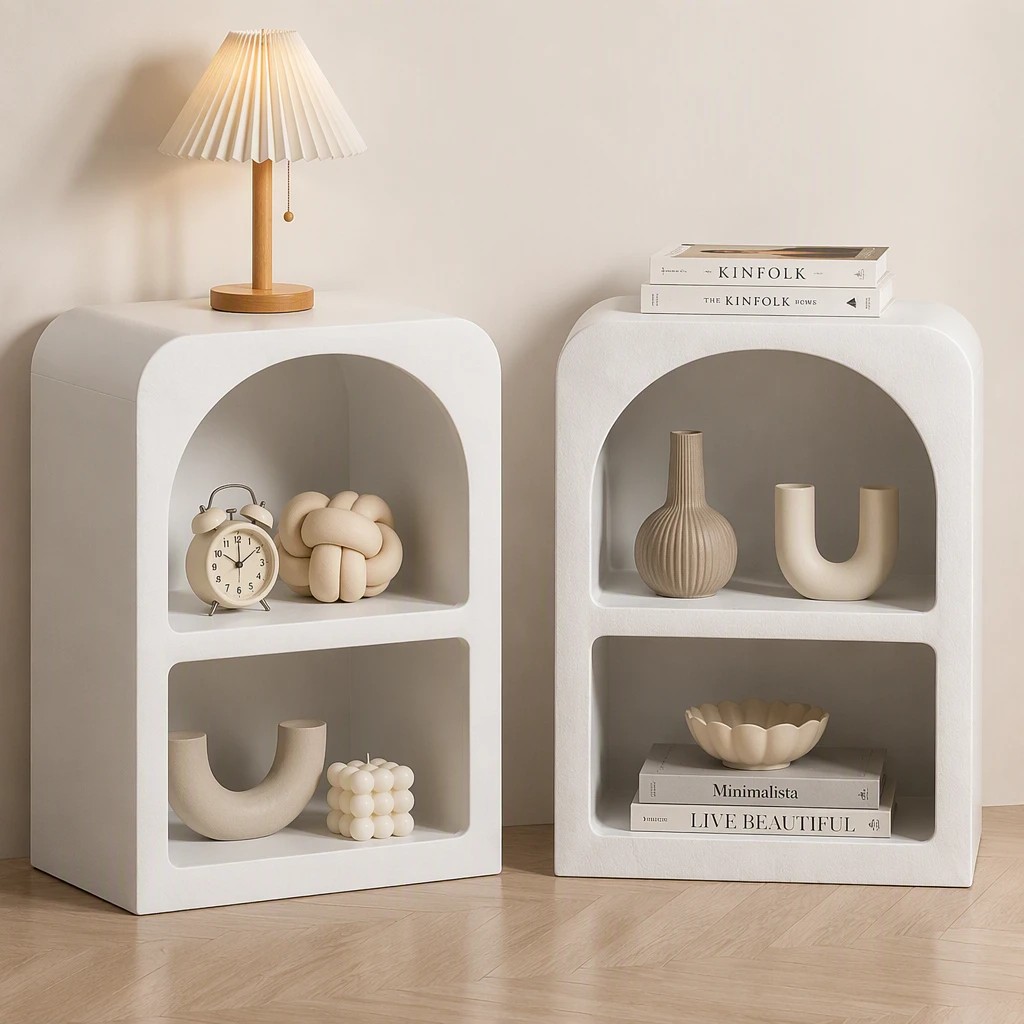 6 Artiss 2x Bedside Table 2 Shelves - ARCHED - White, 6 of 6