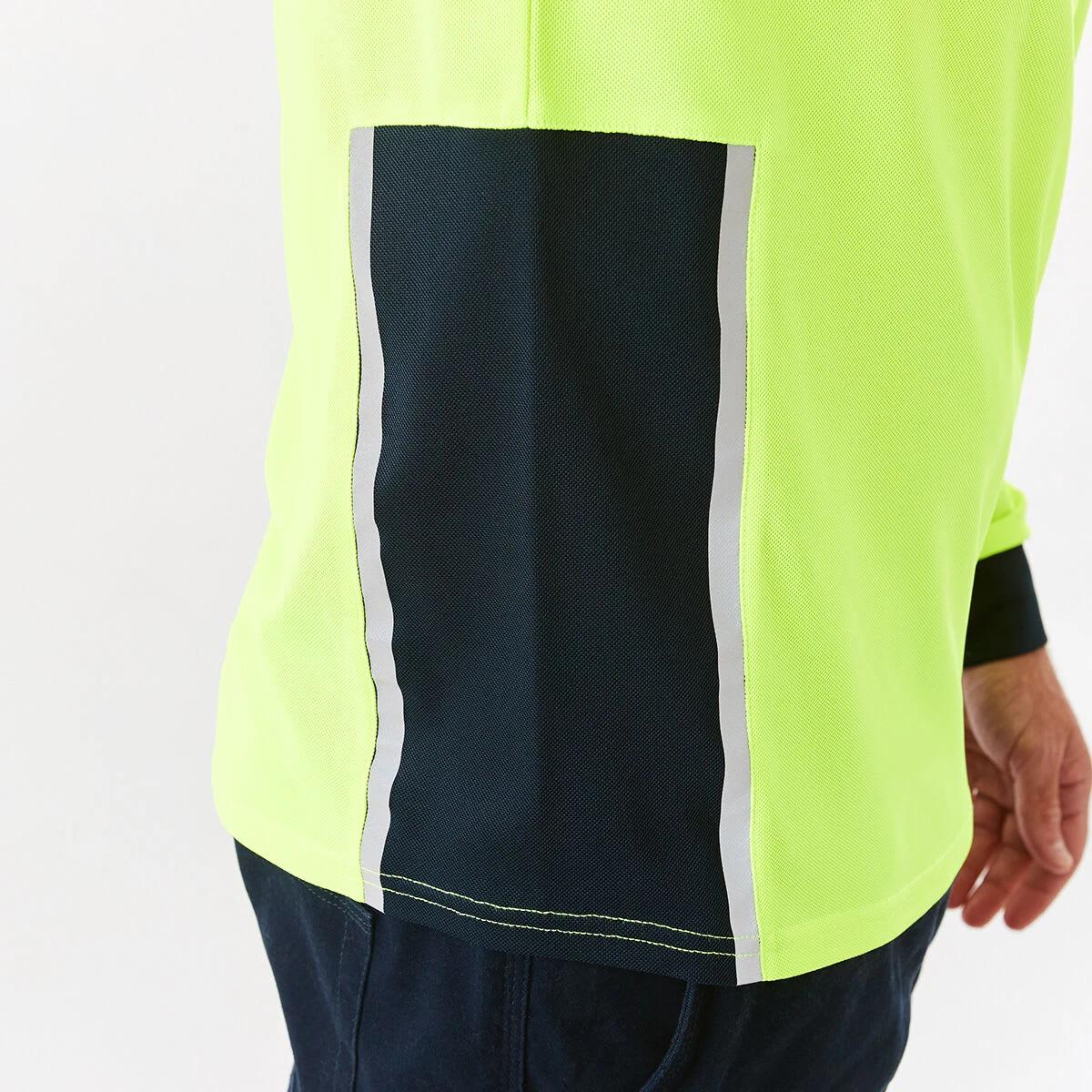 7 Workwear Long Sleeve Hi-Visibility Cool Polo Shirt FLURO YELLOW, 7 of 7