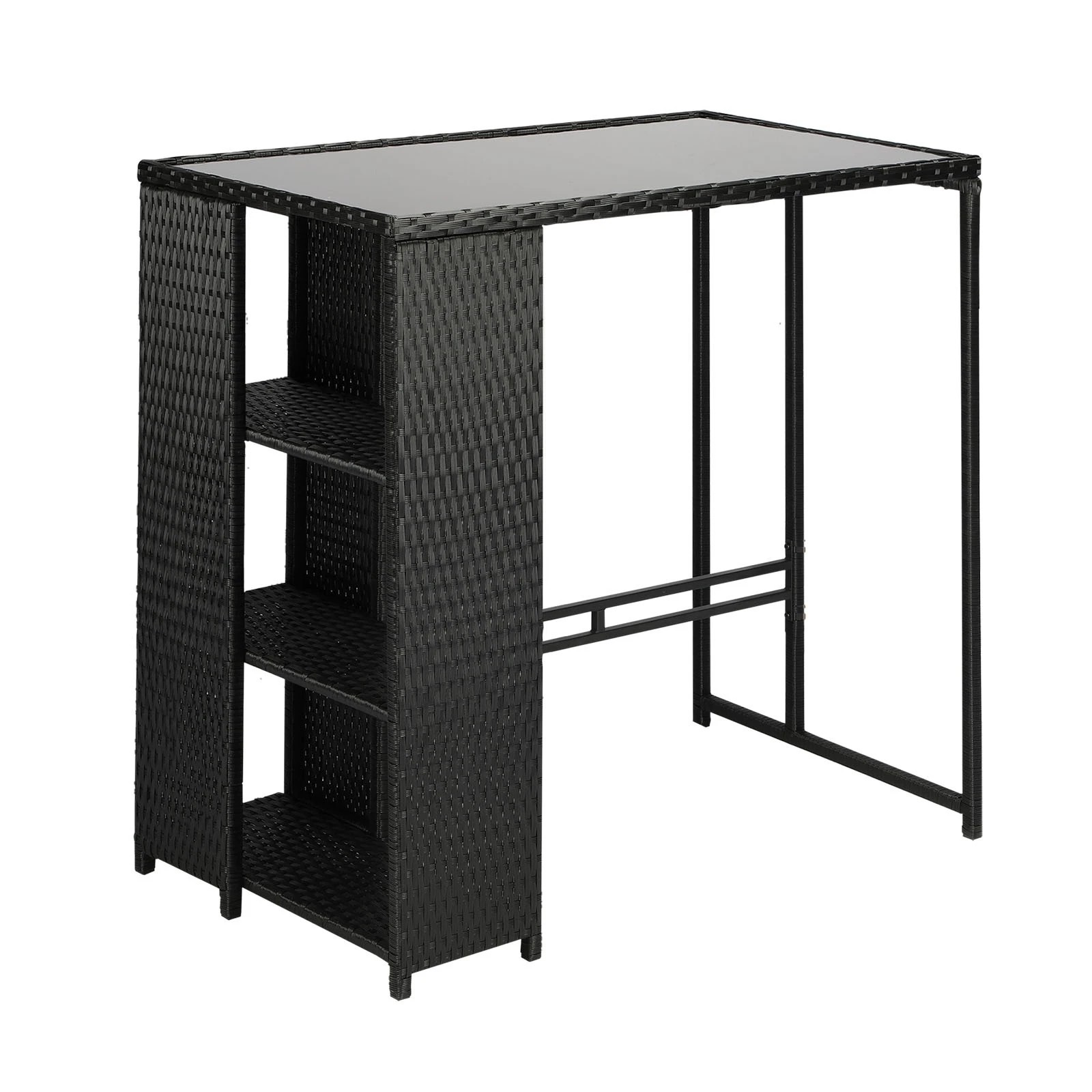 1 Livsip Rattan Outdoor Bar Table Furniture Cafe Table Patio Setting Dinning Table - Black, 1 of 3