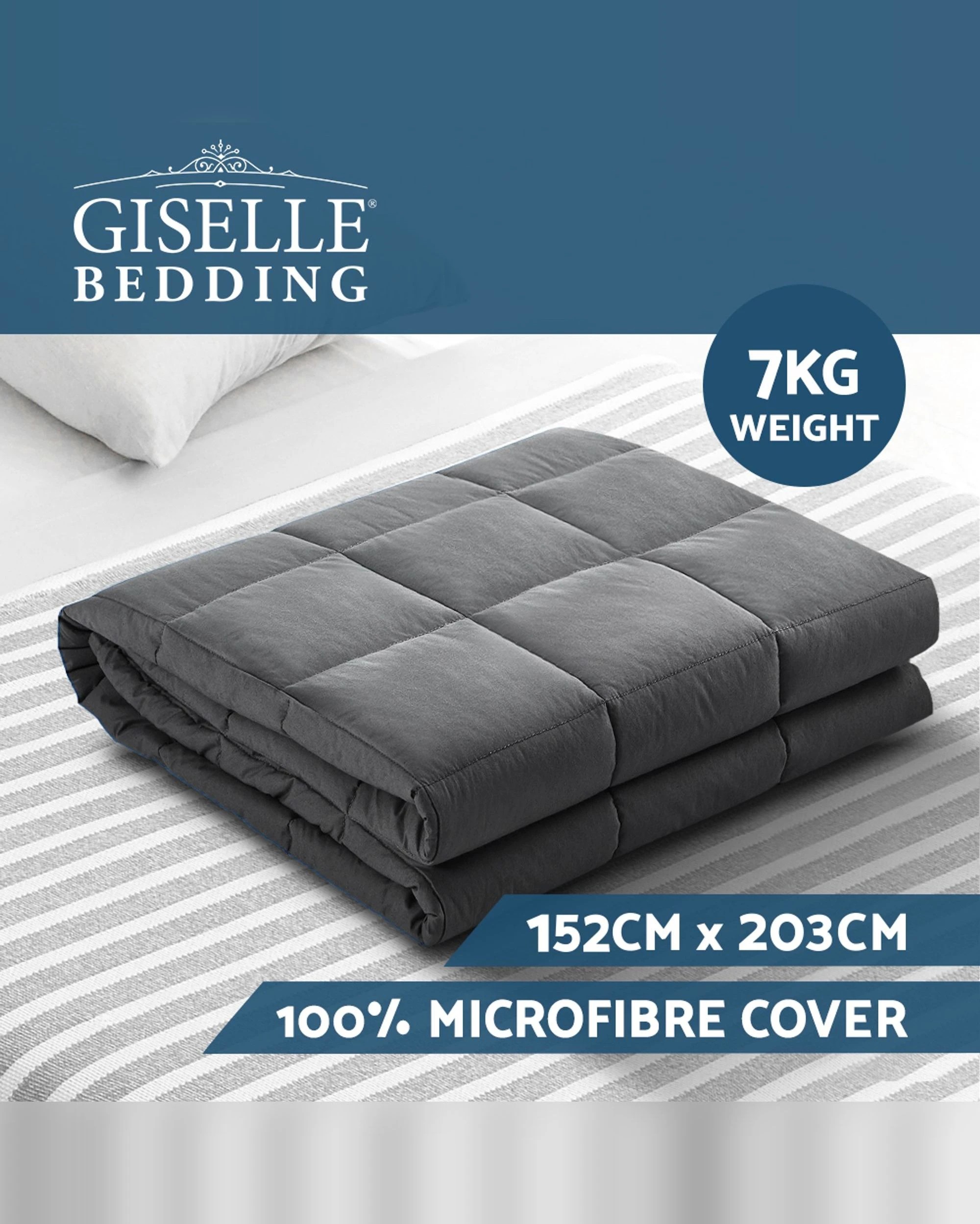 2 Giselle Weighted Blanket 7kg Adult
 - Grey, 2 of 3