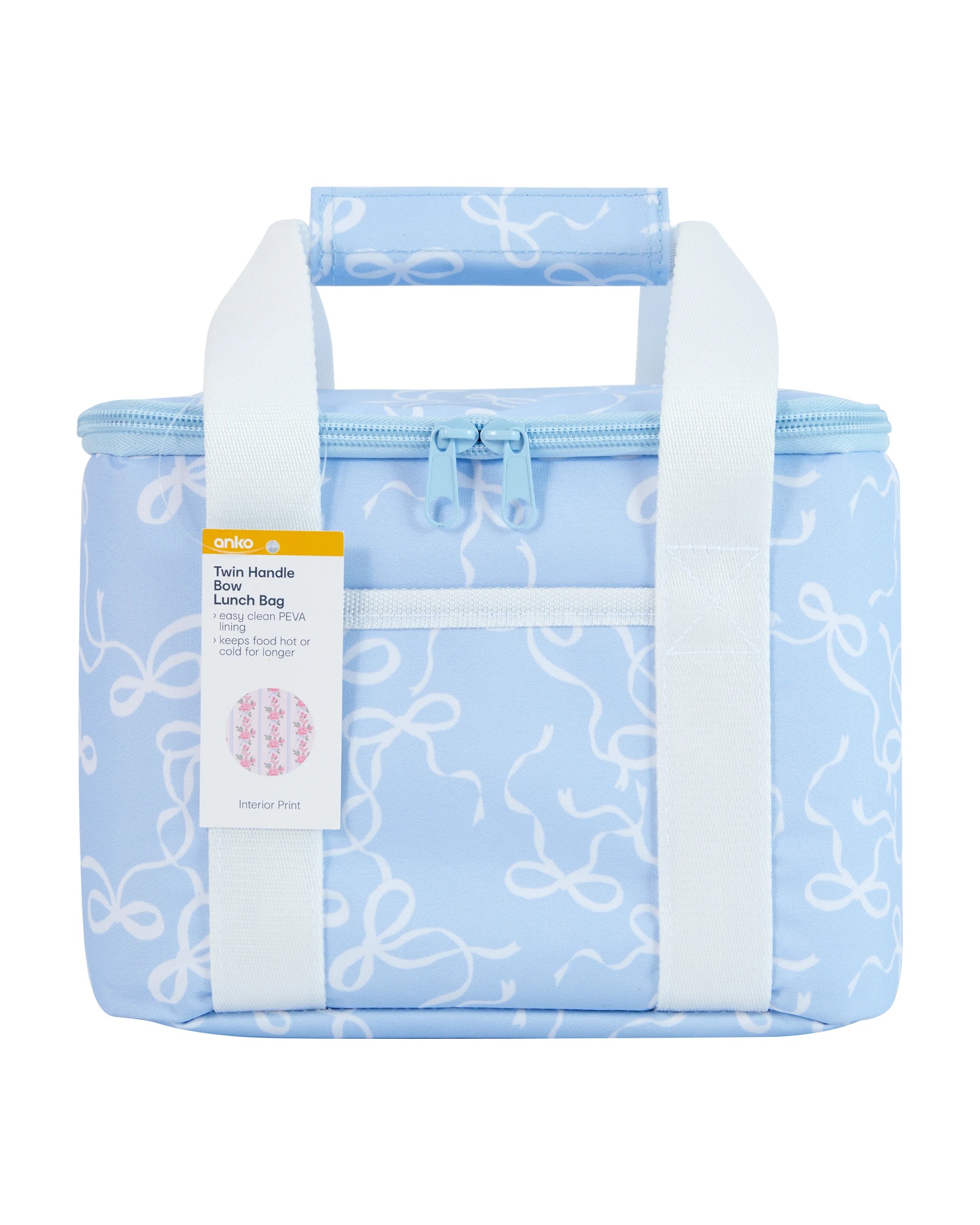 3 Bow Twin Handle Lunch Bag - Blue, 3 of 3