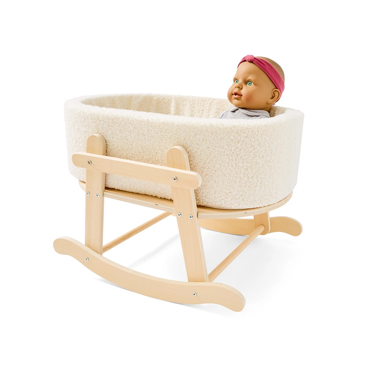 1 3 Piece Wooden Boucle Bassinet, 1 of 9