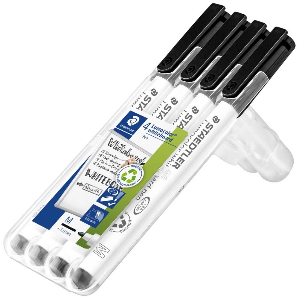 2 Staedtler Lumocolour Whiteboard Pen Black 4 Pack, 2 of 7