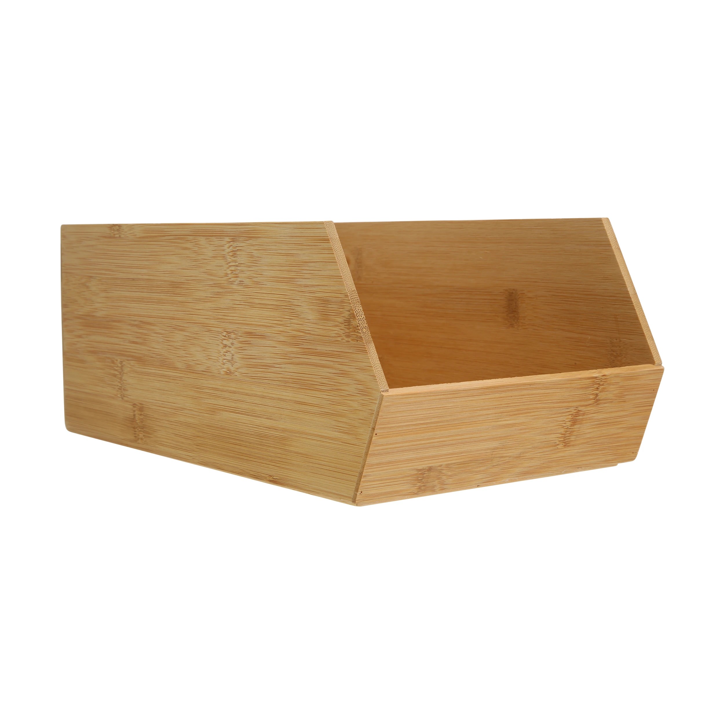 1 Bamboo Stackable Basket - Large, Brown, 1 of 3