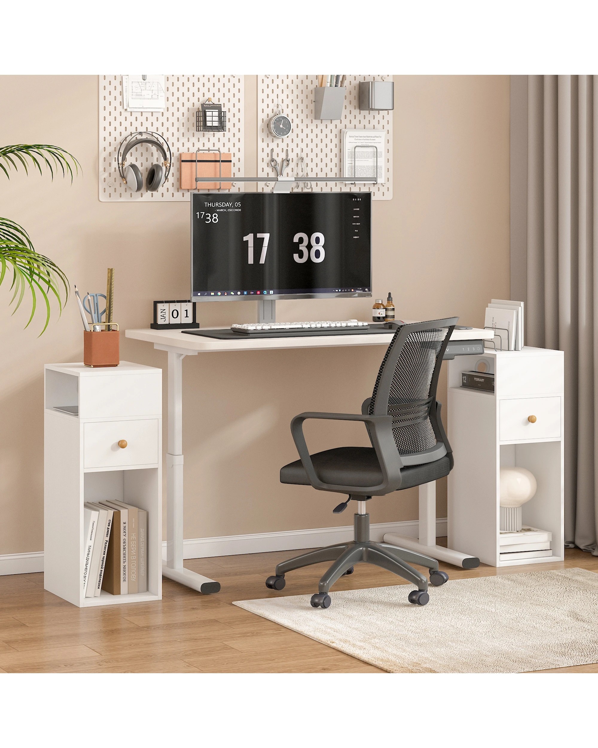 10 Advwin Slim Bedside Table w/ Side Shelf & Drawer - White, 10 of 10
