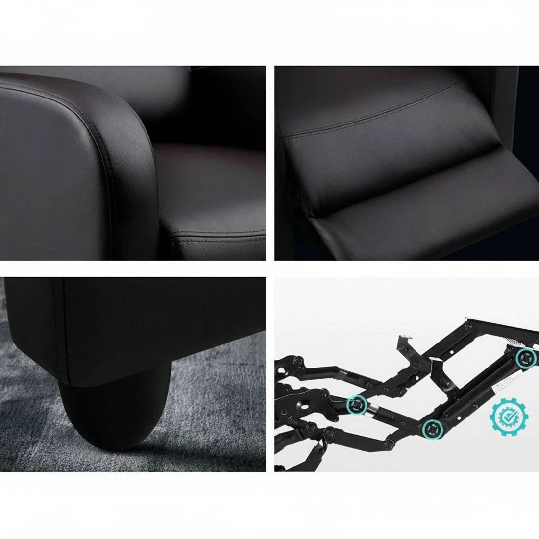 6 Artiss Recliner Armchair Brown Faux Leather - Brown, 6 of 7