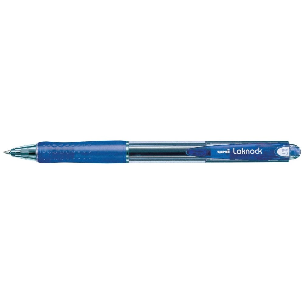 1 Uni Laknock Retractable Ballpoint Pen Transparent Blue, 1 of 1