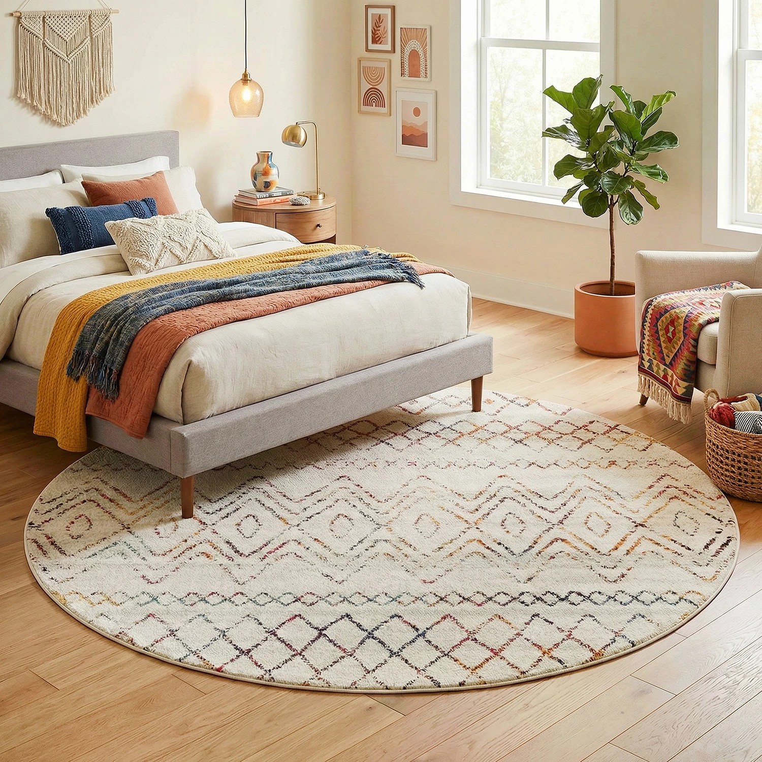 1 Common Ground Rugs Bluebay 453 150x150 cm Rug - Natural, 1 of 5