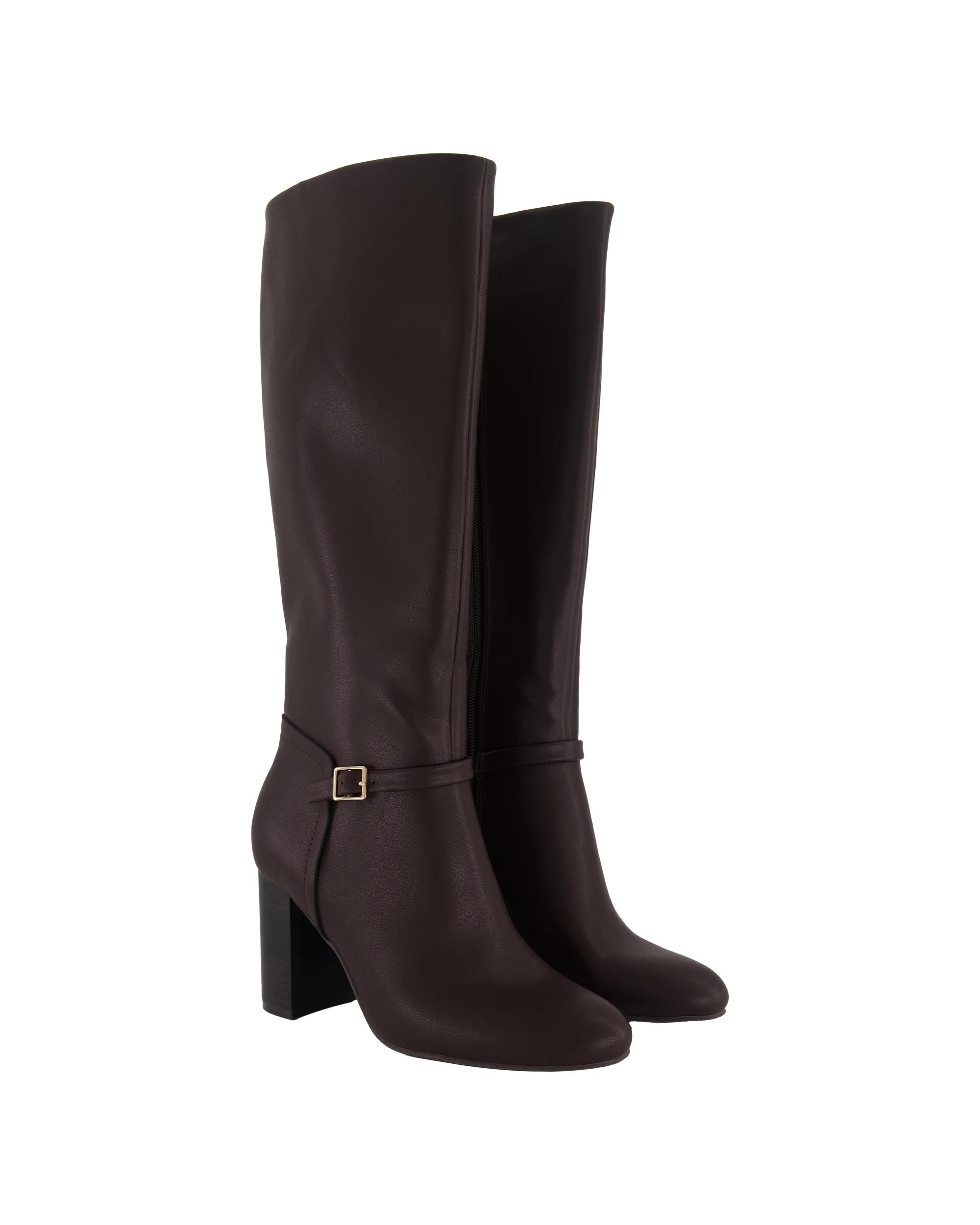5 High Zip PU Long Boots Bittr Choc, 5 of 5
