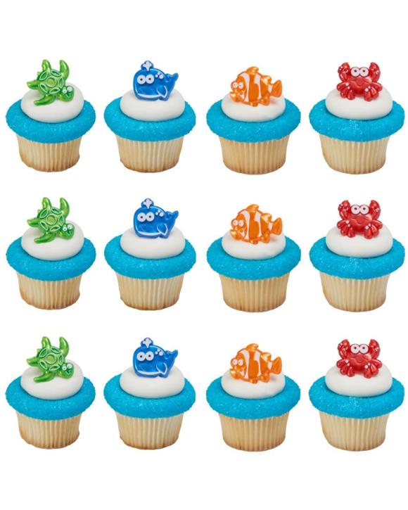 DecoPac Beach Cuties Cupcake Rings Pack of 12 - Multi