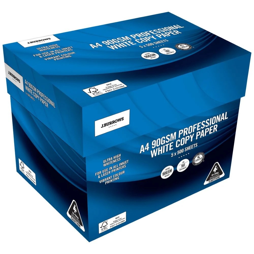 1 J.Burrows 90gsm Pro A4 Copy Paper 5 Ream Carton, 1 of 1