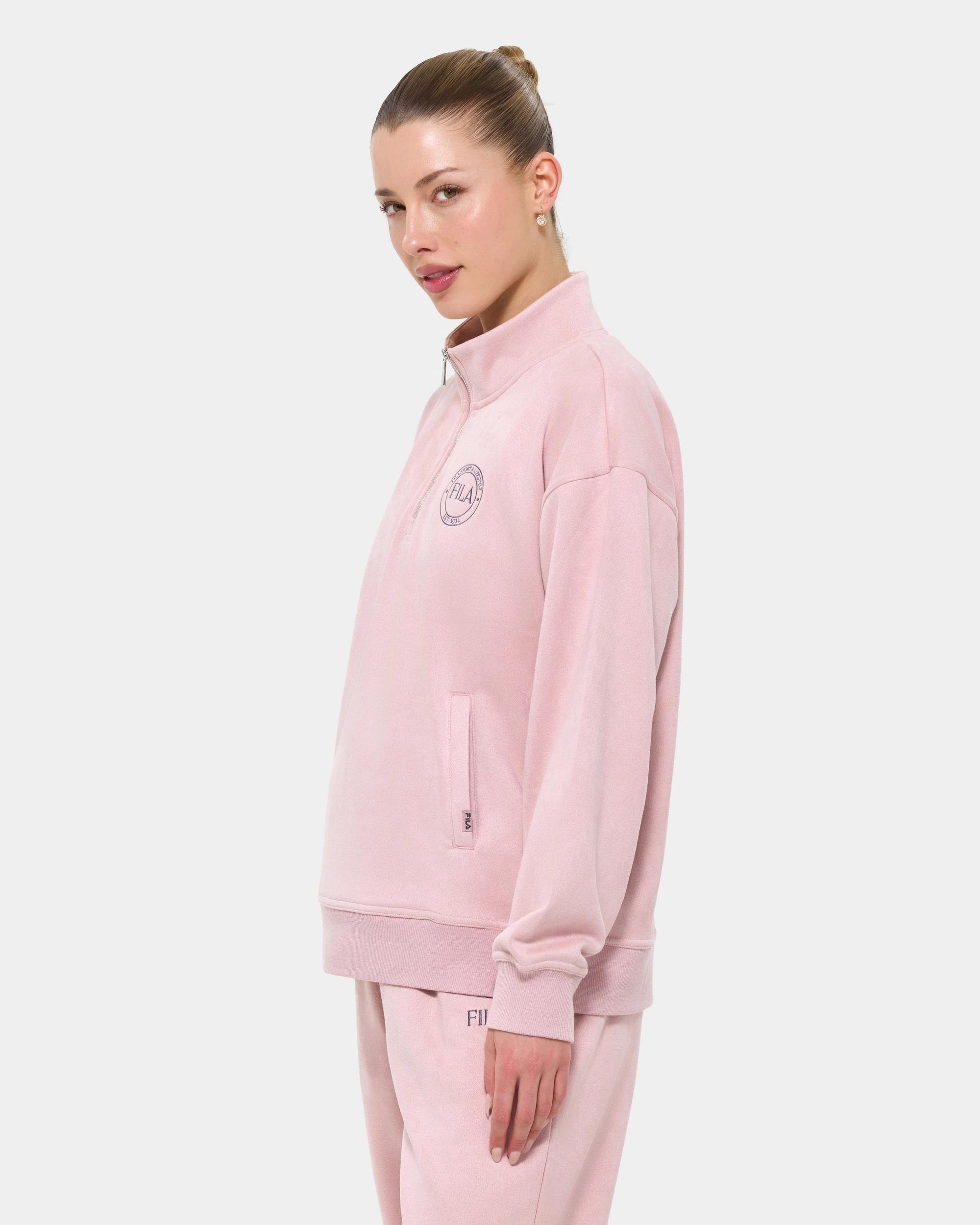 3 Fila Alba Quarter Zip Jumper DARK BLUSH, 3 of 7
