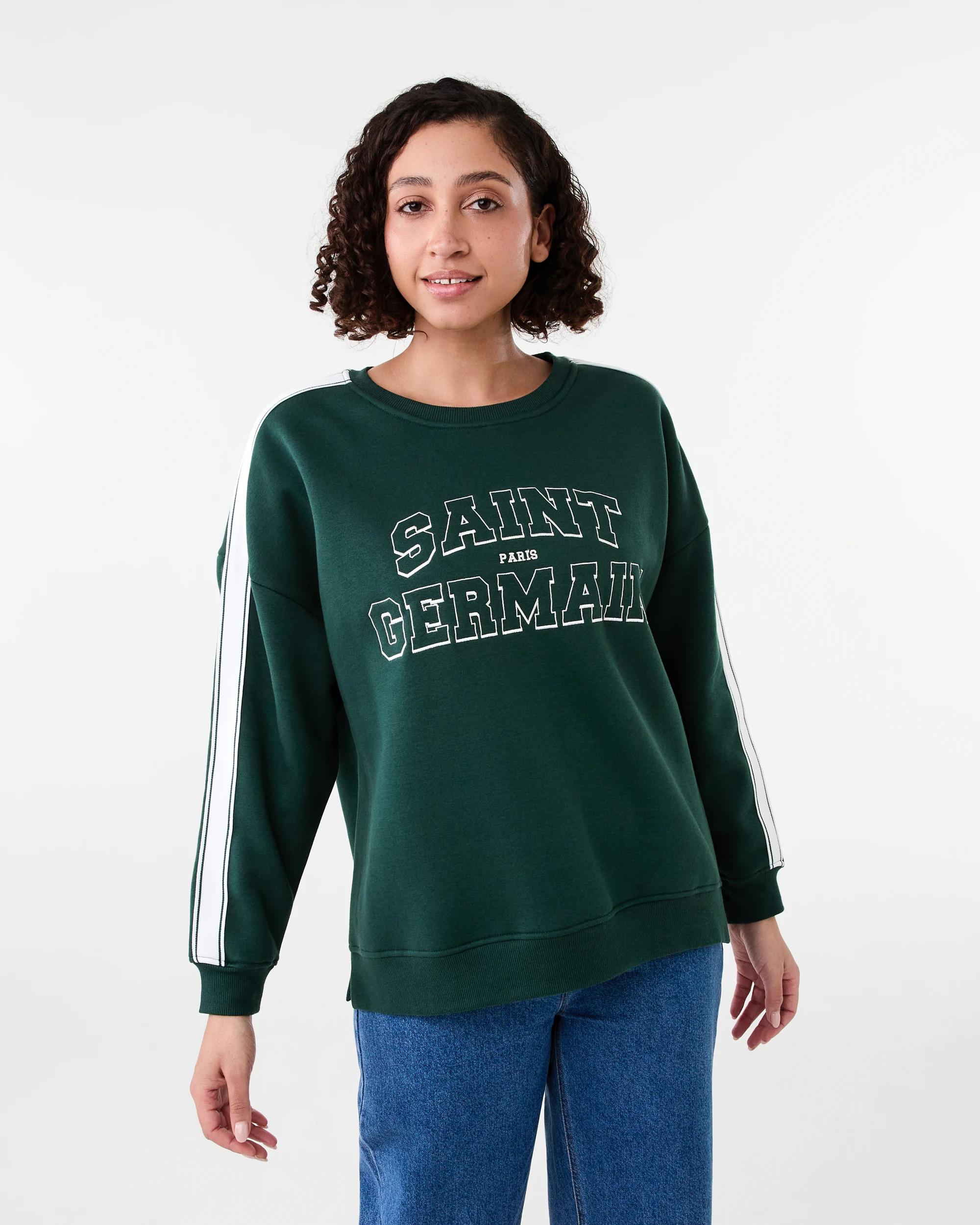 1 Oversized Print Sweatshirt Snt Green, 1 of 7