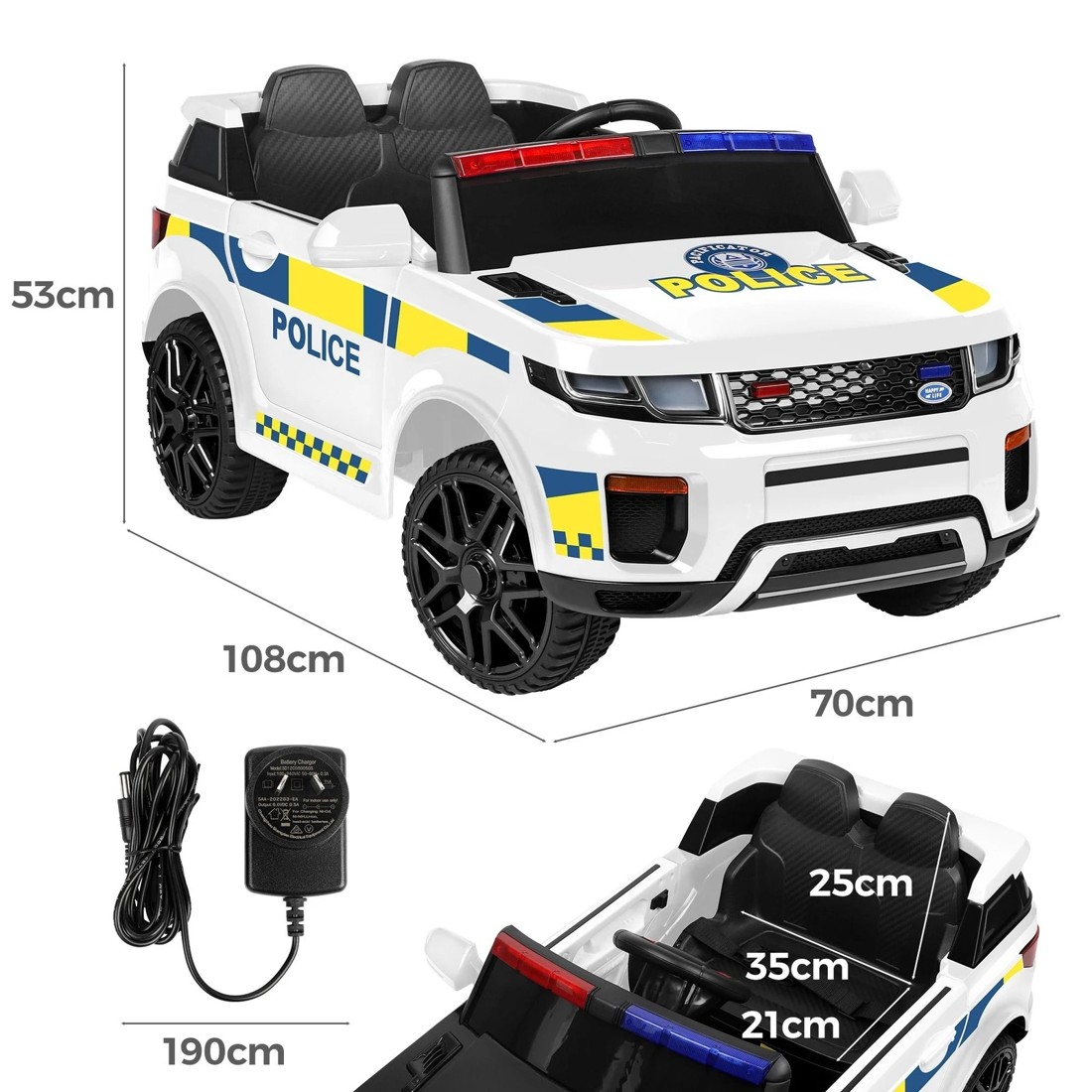 10 Alfordson Kids Police Ride On Car 12V Electric Toy Patrol Remote Control - White, 10 of 10