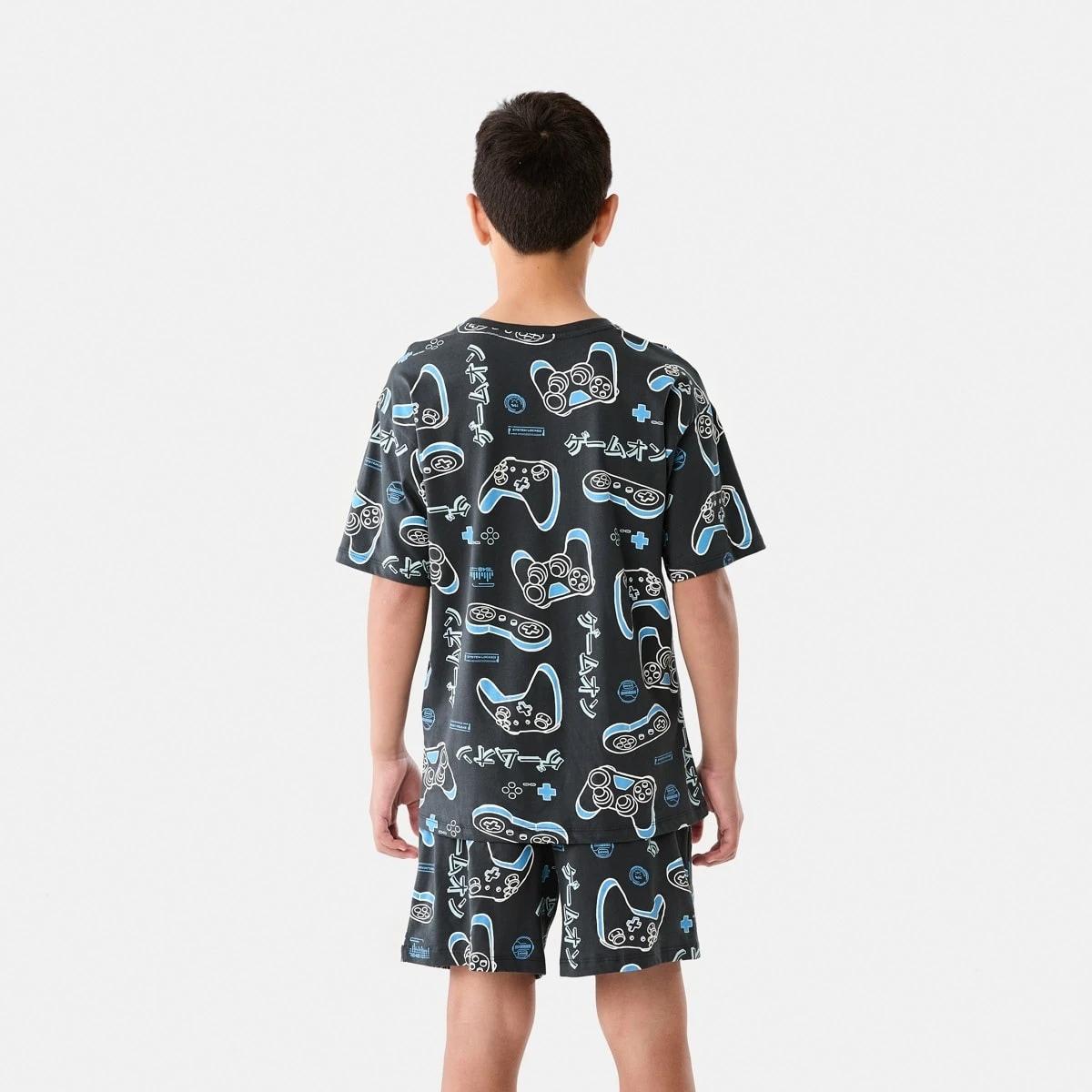2 Short Sleeve Jersey Pyjama Set GREY GAMING, 2 of 10