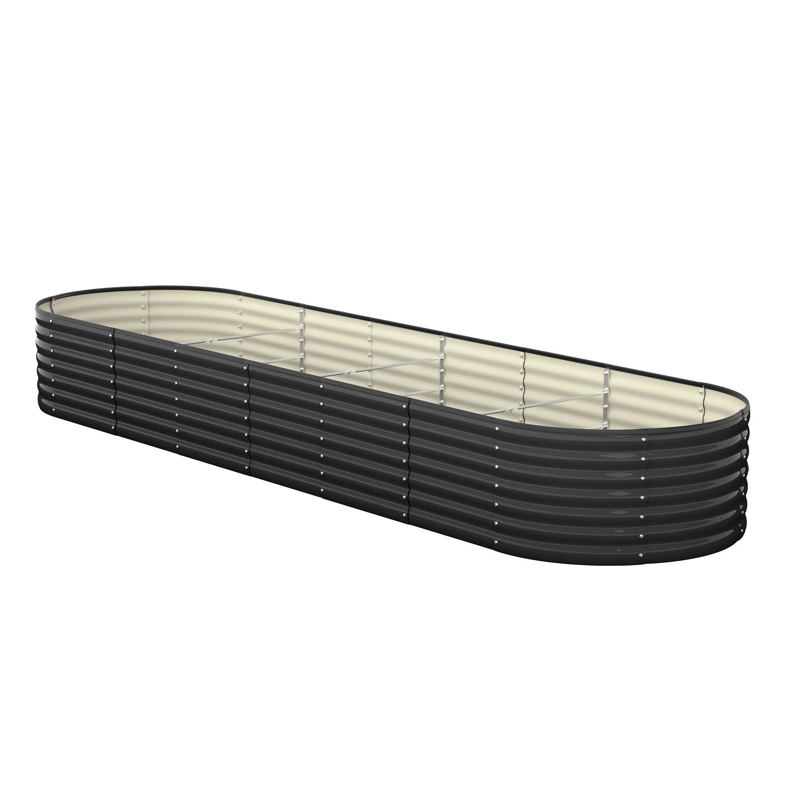 1 Livsip Raised Garden Bed Beds Kit Planter Oval Galvanised Steel 320cmX80cmX56cm - Grey, 1 of 9