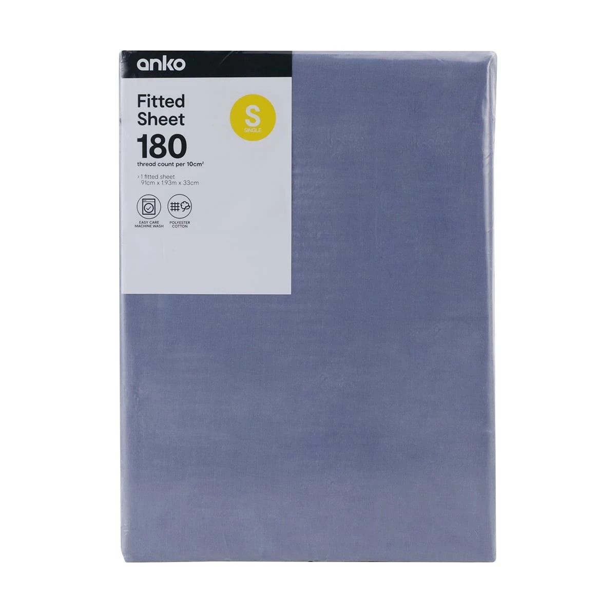 3 180 Thread Count Fitted Sheet - Single Bed, Mid Blue, 3 of 3