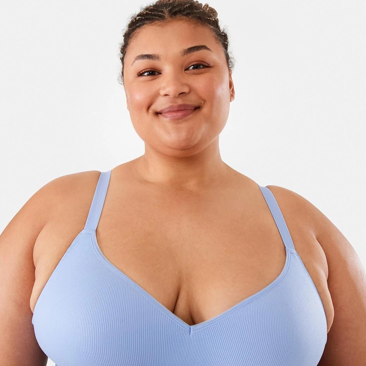4 Full Figure Wirefree Seamfree T-Shirt Bra Hydra Blue, 4 of 6